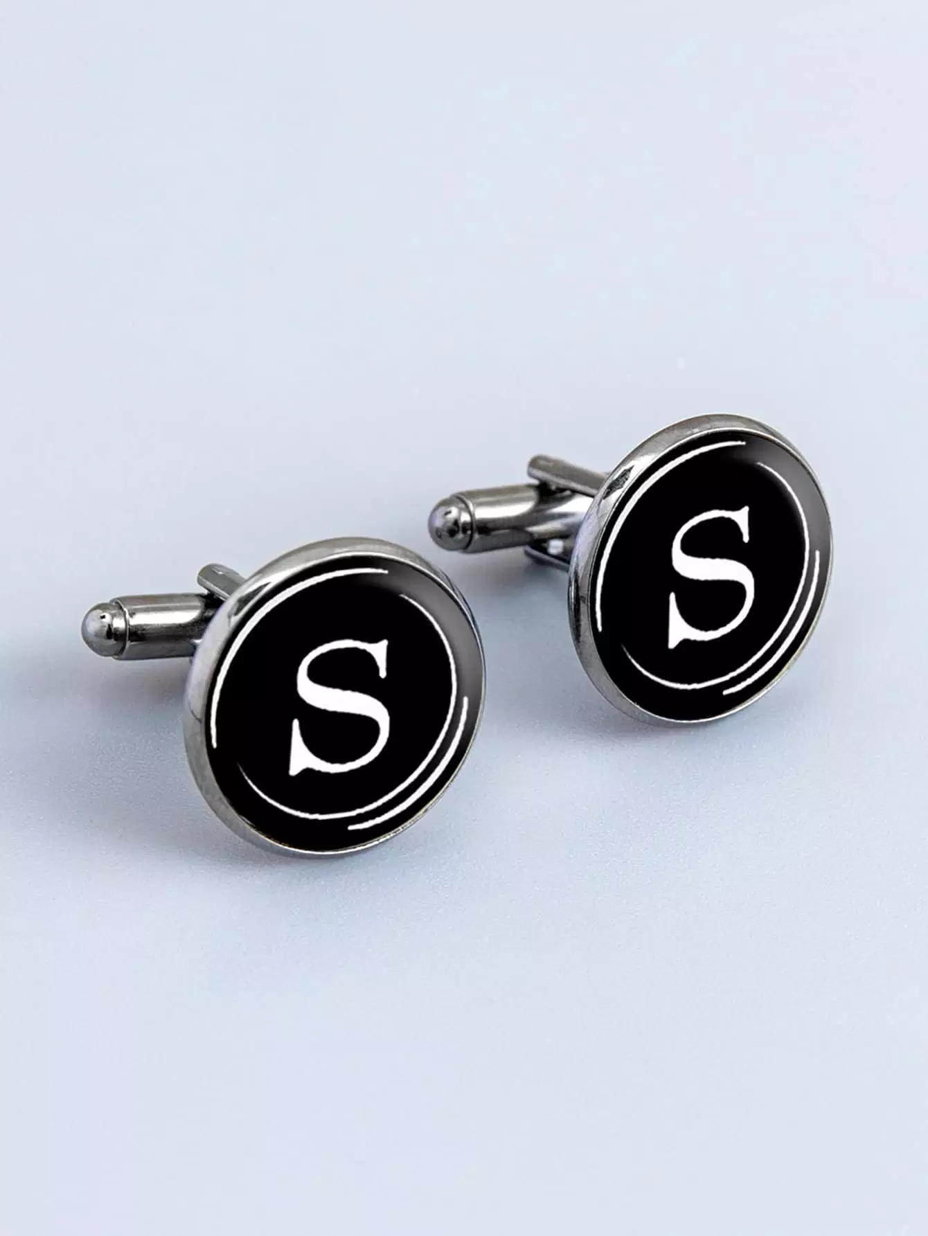 1pair Men Letter Graphic Cufflinks - Image 3