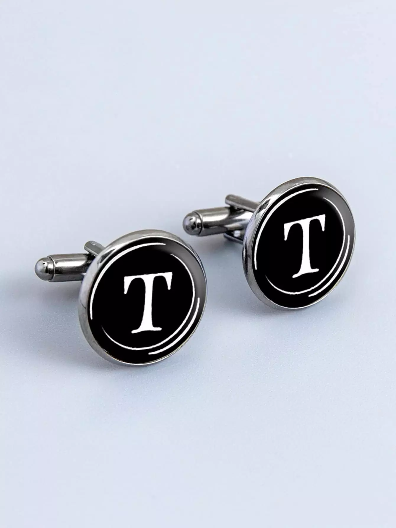 1pair Men Letter Graphic Cufflinks - Image 3