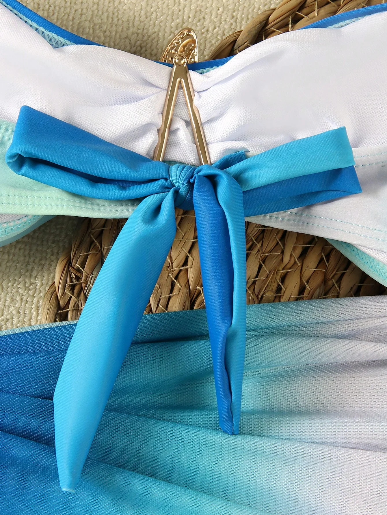 2pcs/Set Sexy Gradient Color Hollow-Out Bandeau Women Bikini Swimsuit - Image 6