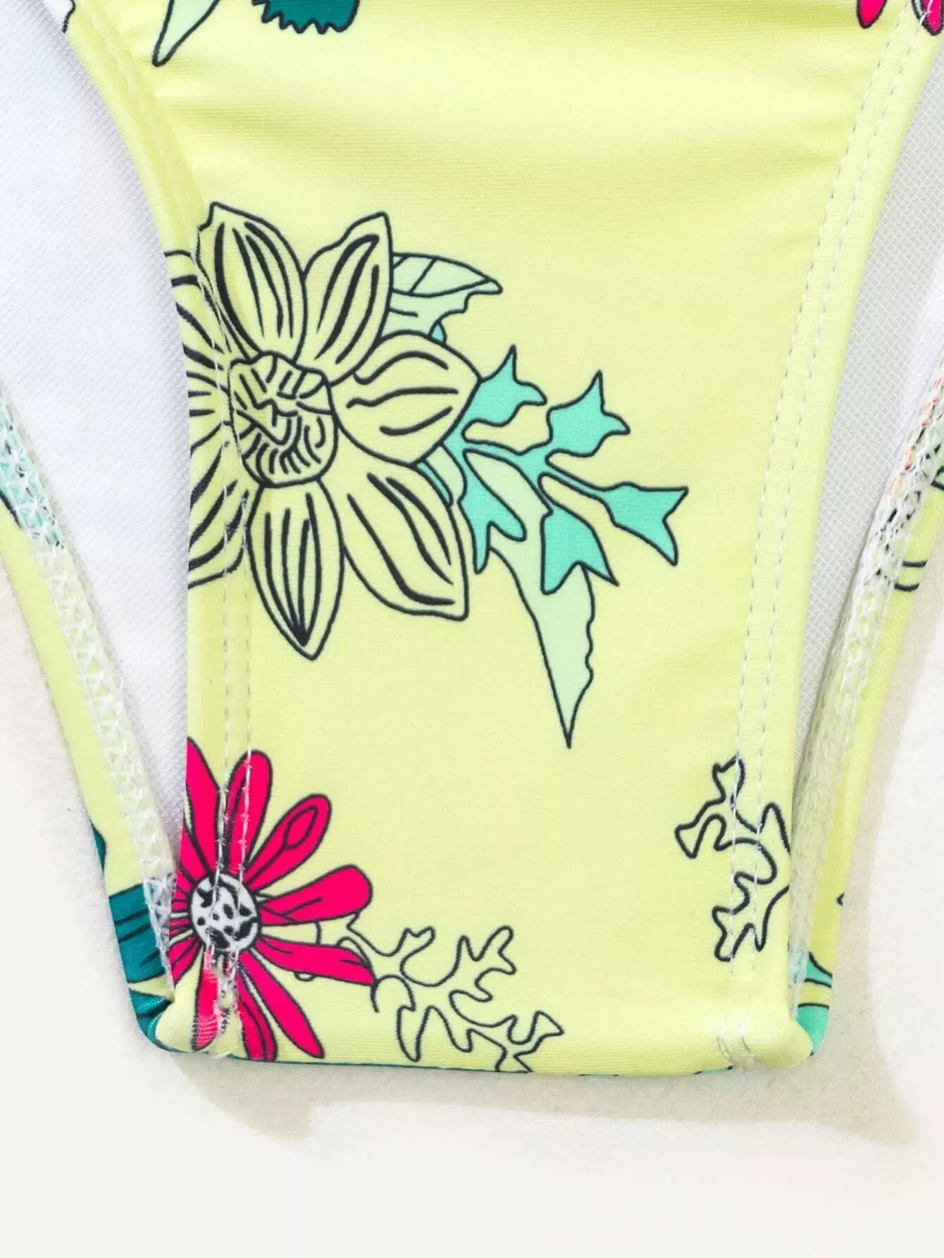 3pack Floral Push Up Bikini Swimsuit & Beach Skirt - Image 5