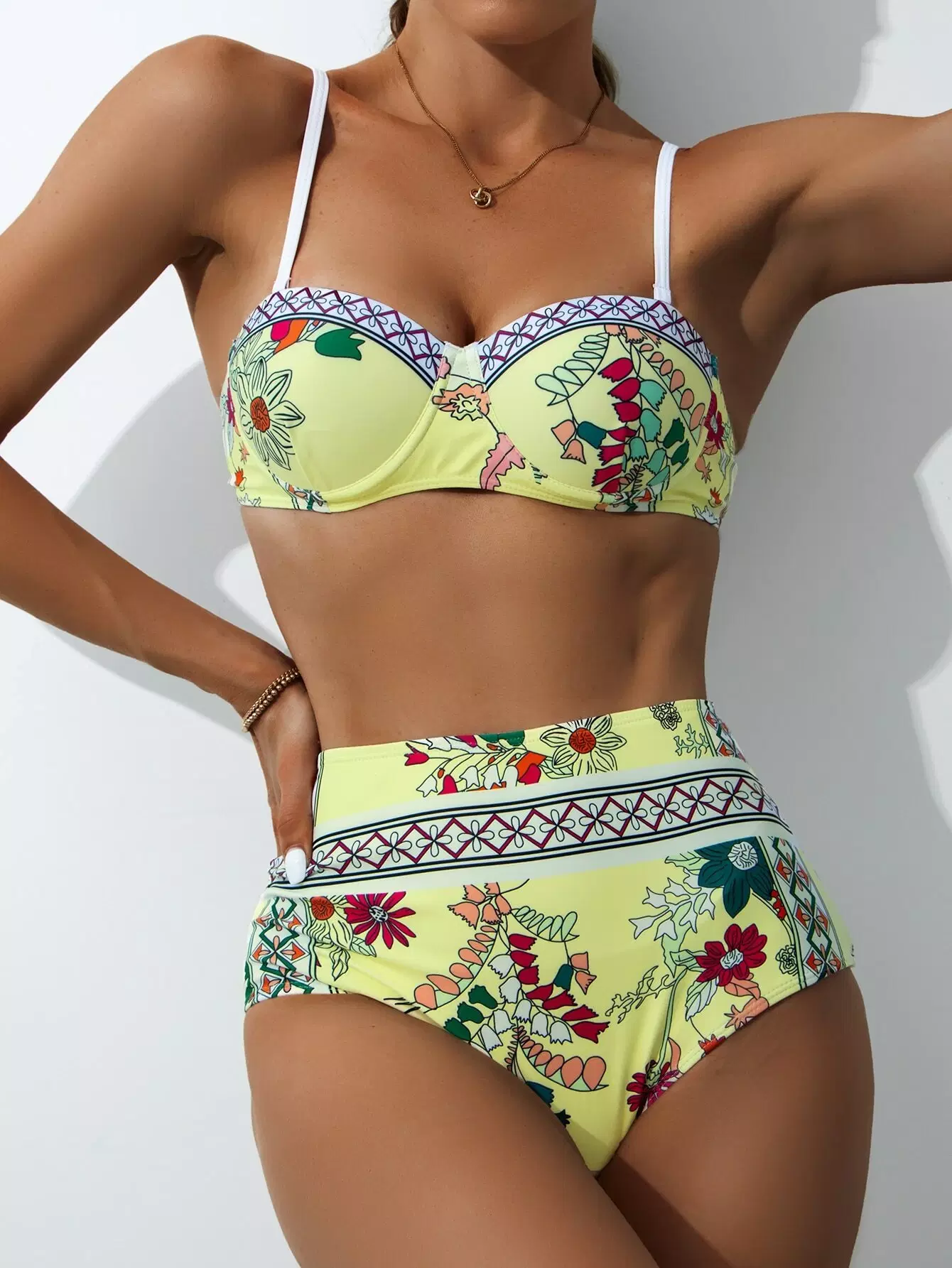 3pack Floral Push Up Bikini Swimsuit & Beach Skirt - Image 6