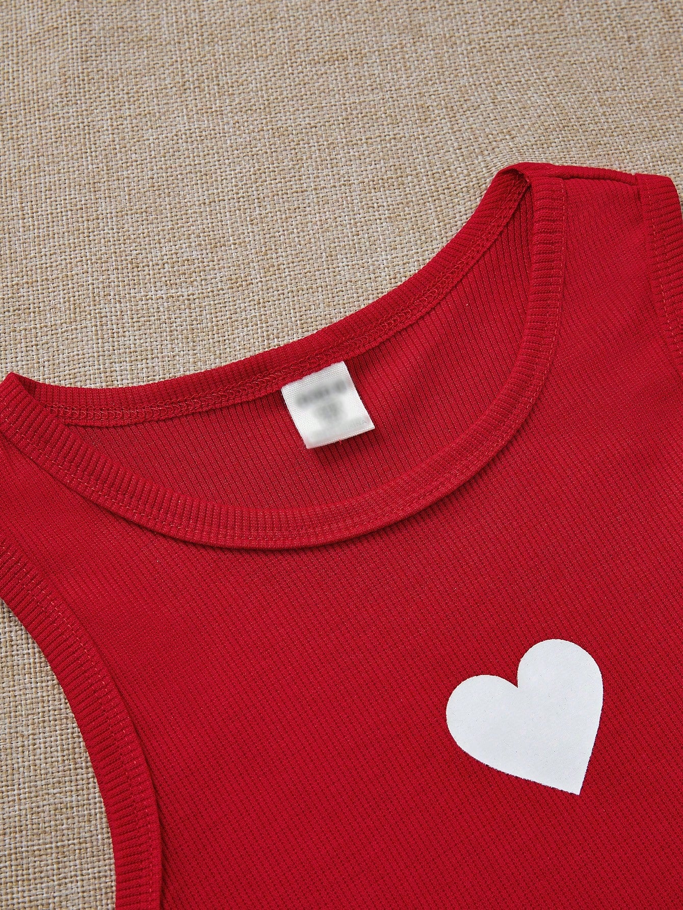 3pcs/Young Girl Casual Cute Ribbed Knit Heart Patterned Casual Tank Tops,Great For - Image 4