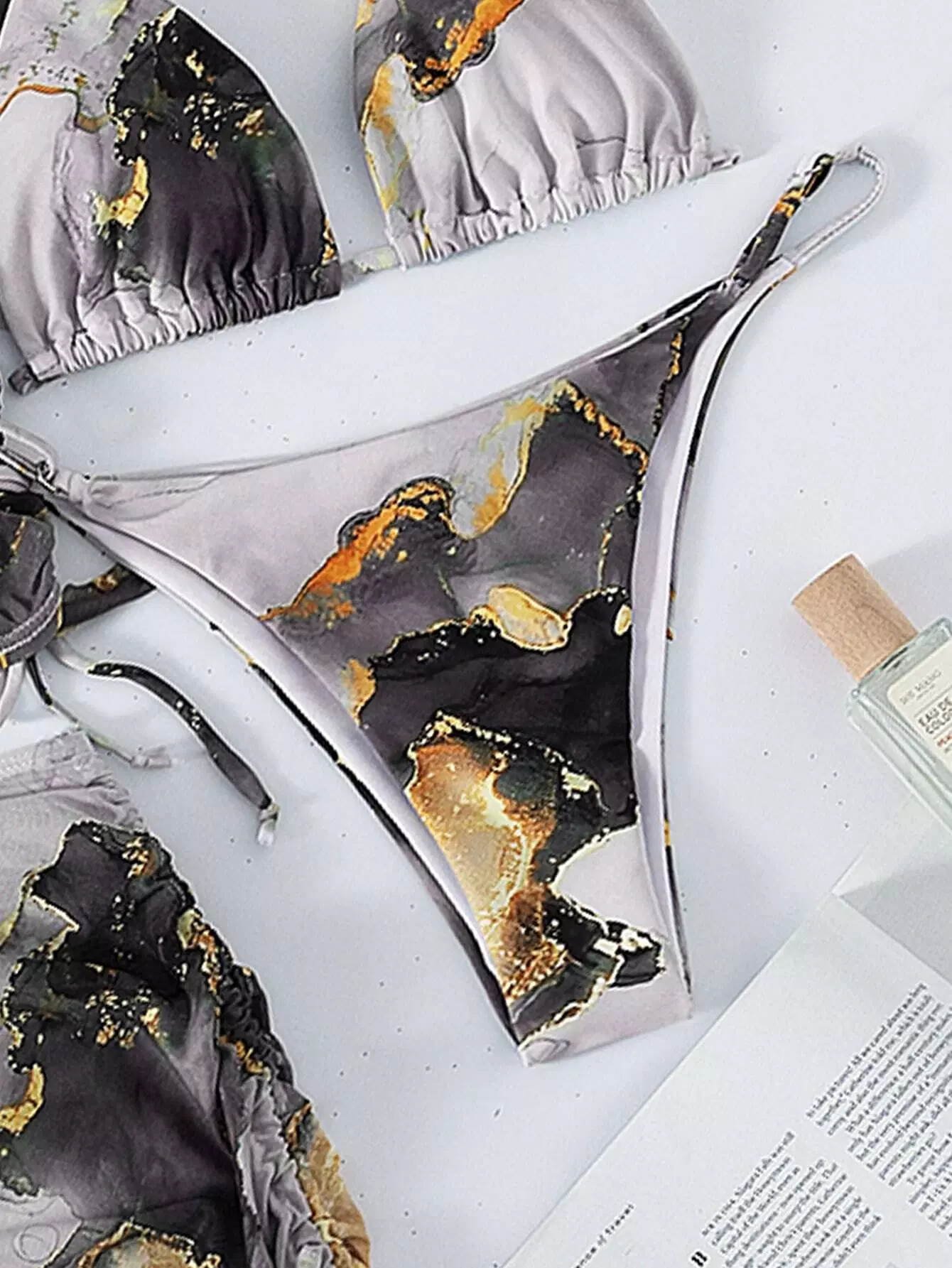 4pack Marble Print Bikini Swimsuit & Cover Up Set - Image 5