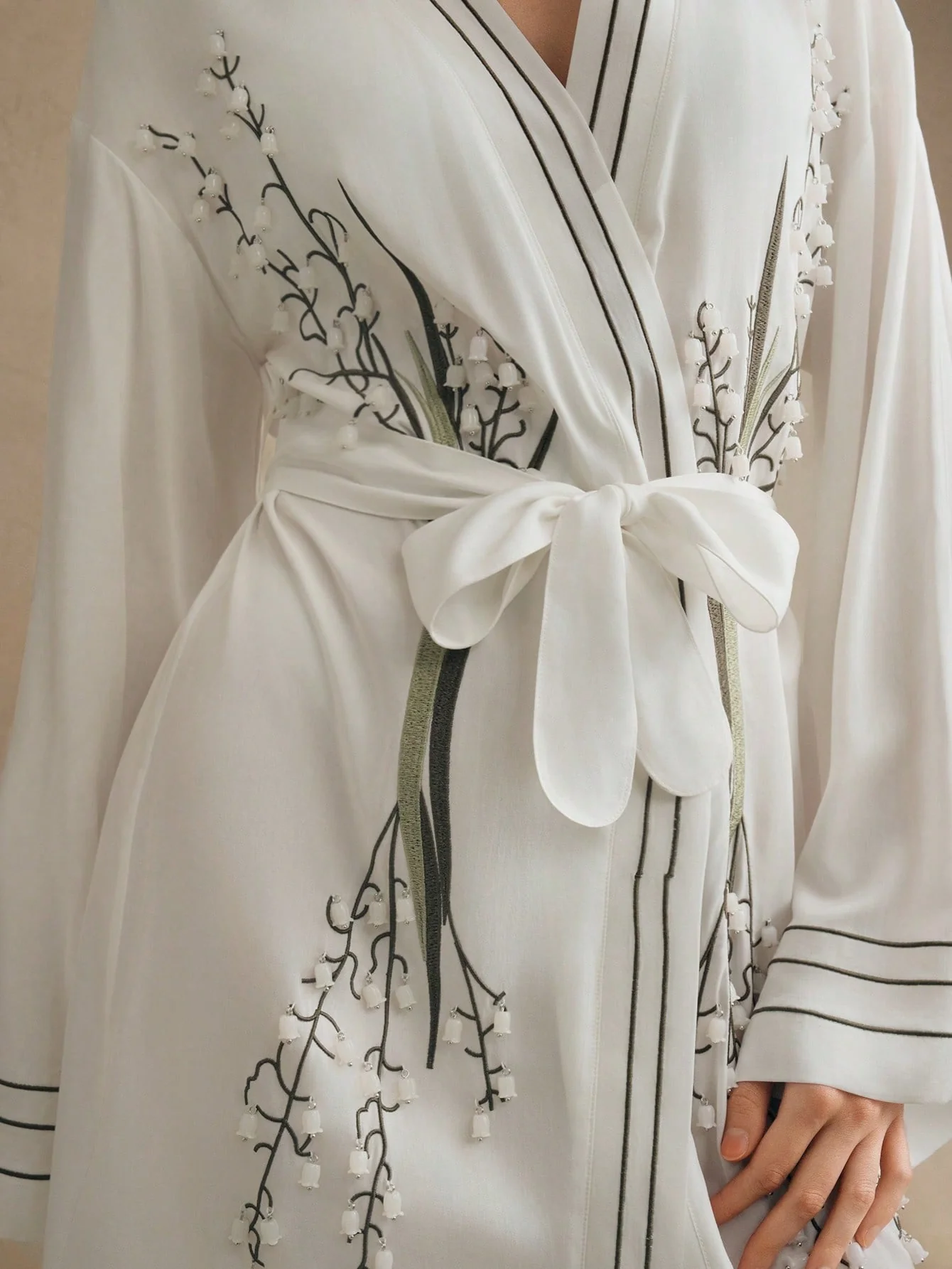 Anewsta White Embroidered Handmade Beaded New Style Dress - Image 3