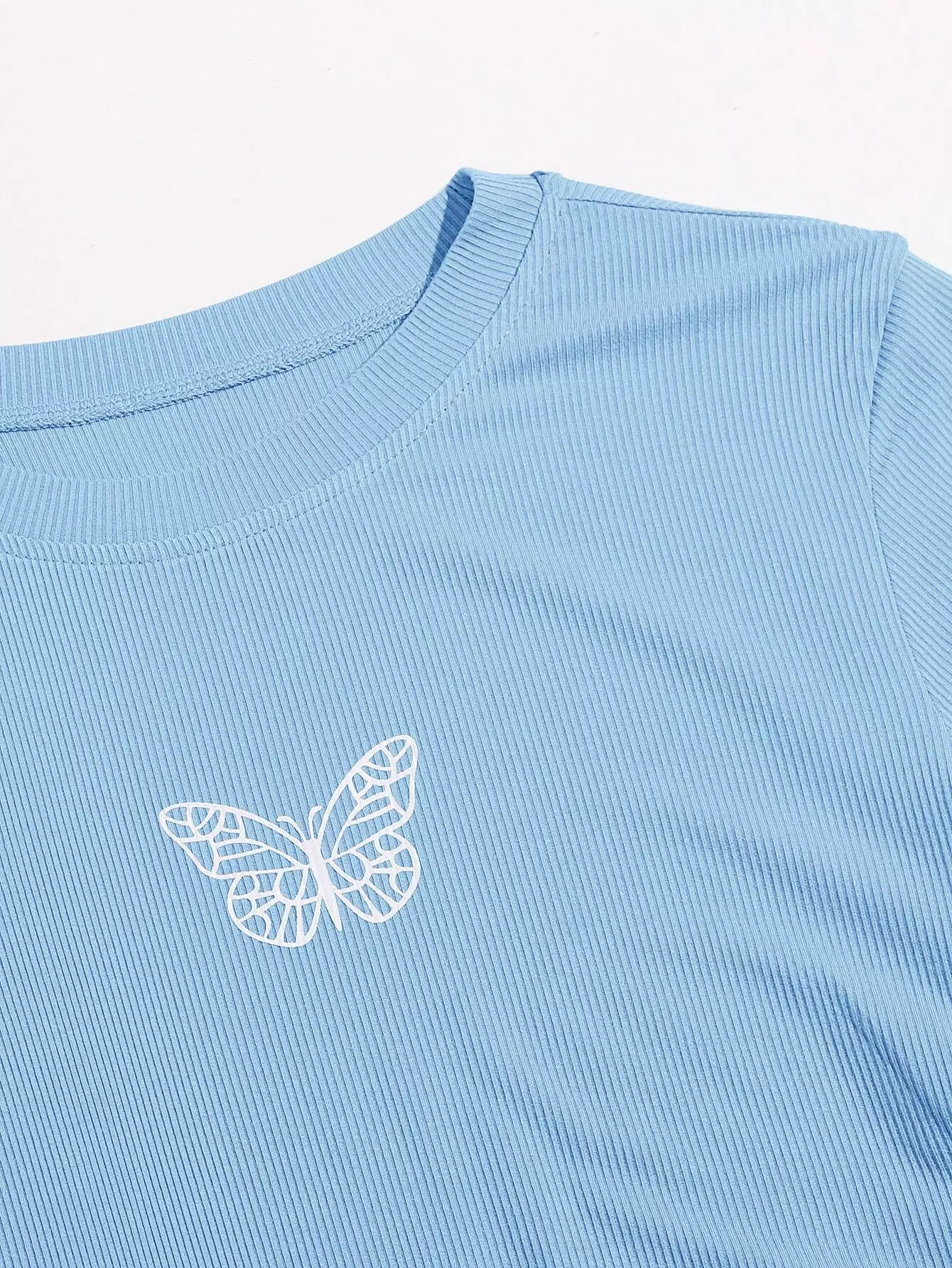 Butterfly Print Drawstring Side Tee - Image 4