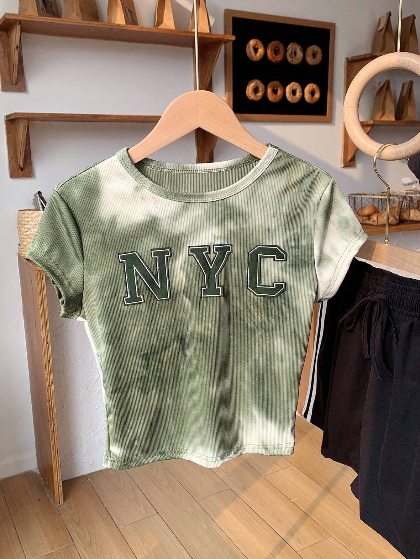 Comfortcana Women's Stylish Vintage Tie Dye Nyc Bodycon T-Shirt - Image 3