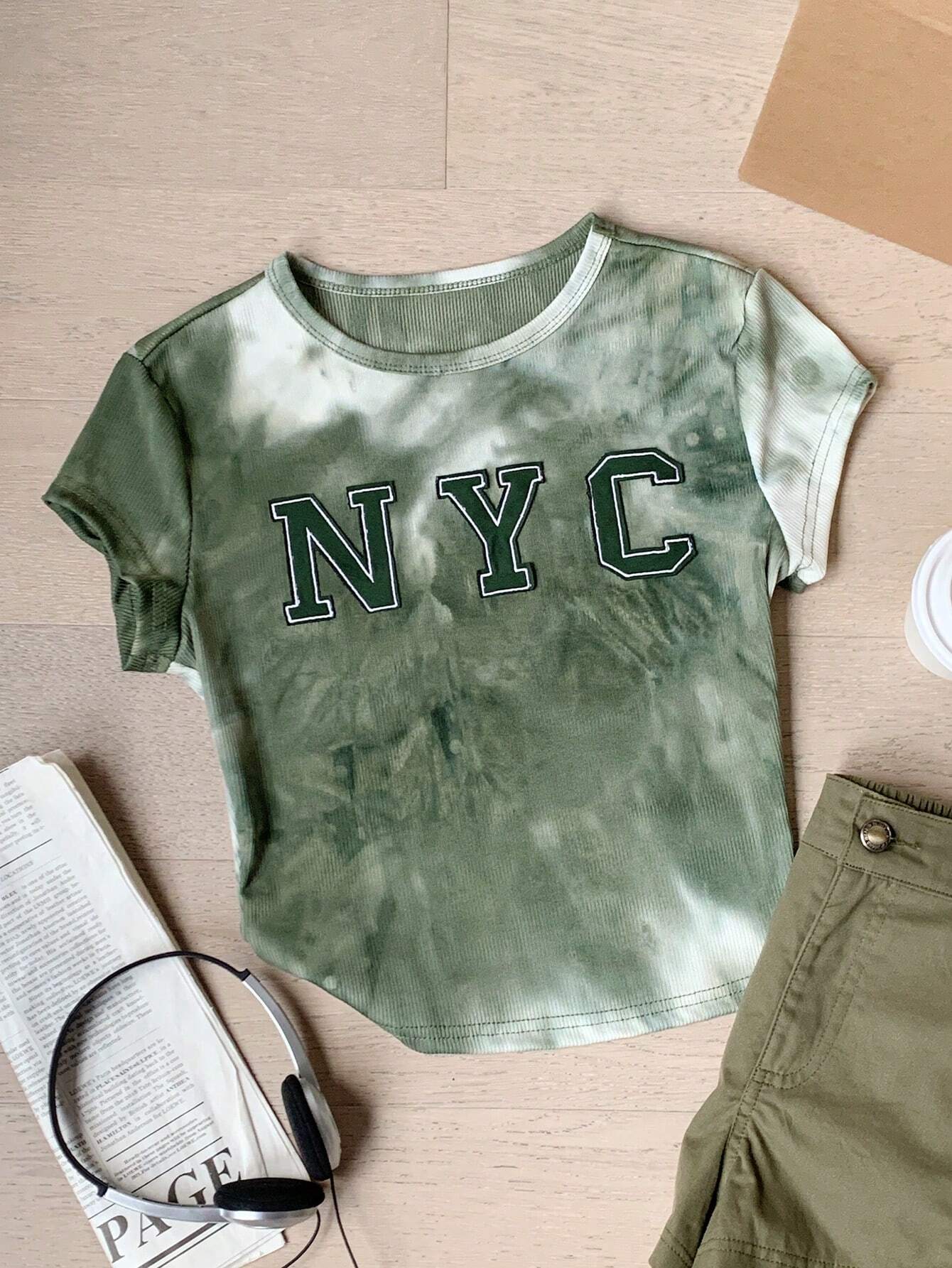 Comfortcana Women's Stylish Vintage Tie Dye Nyc Bodycon T-Shirt - Image 5