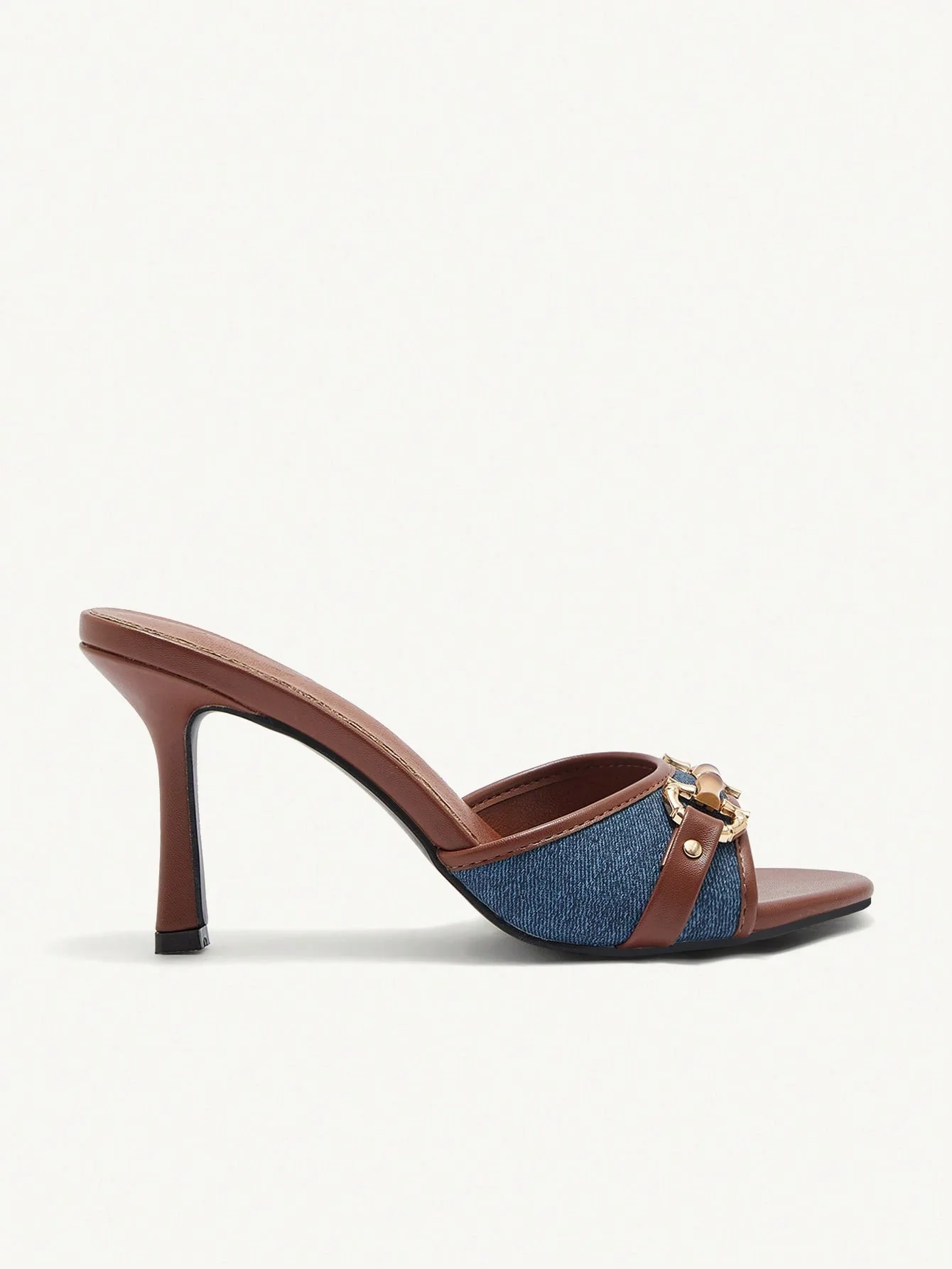 CUCCOO BIZCHIC Women's Plain Color Metallic Decor Simple Casual High Heel Sandals - Image 3