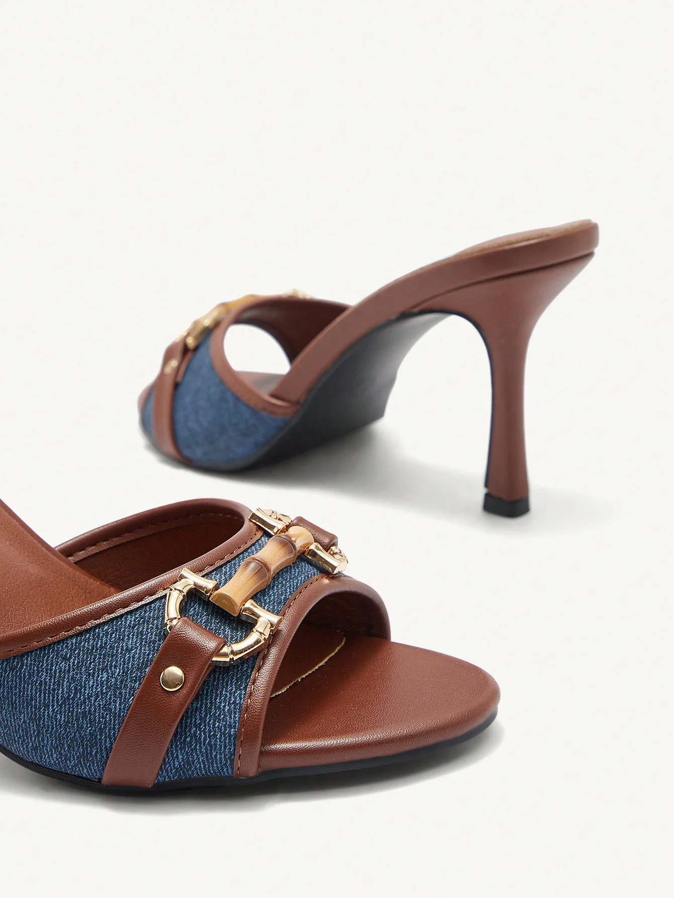 CUCCOO BIZCHIC Women's Plain Color Metallic Decor Simple Casual High Heel Sandals - Image 4