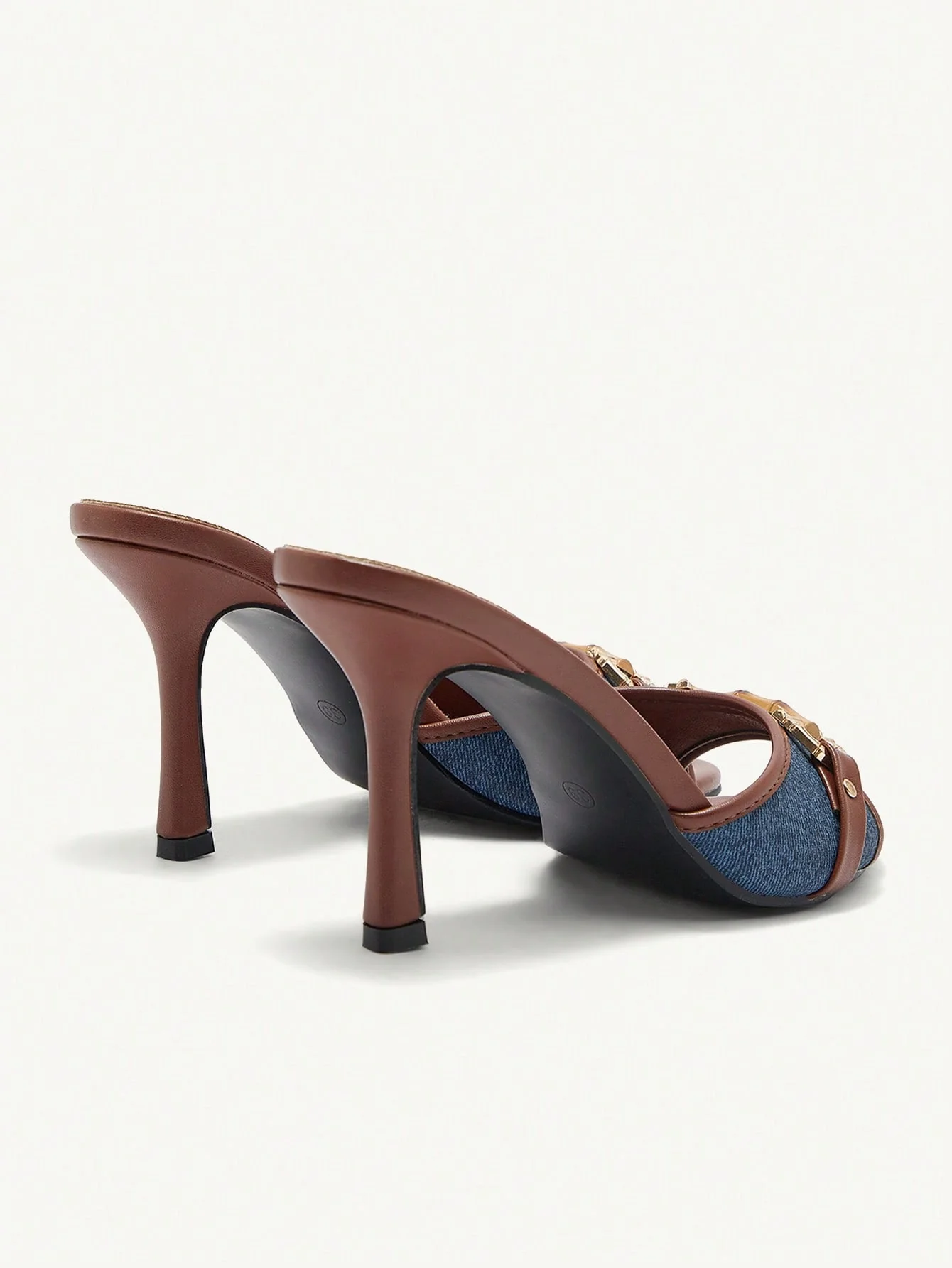 CUCCOO BIZCHIC Women's Plain Color Metallic Decor Simple Casual High Heel Sandals - Image 5