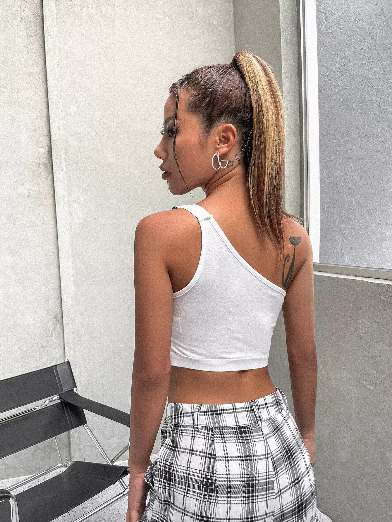 Cut Out Front One Shoulder Top - Image 3