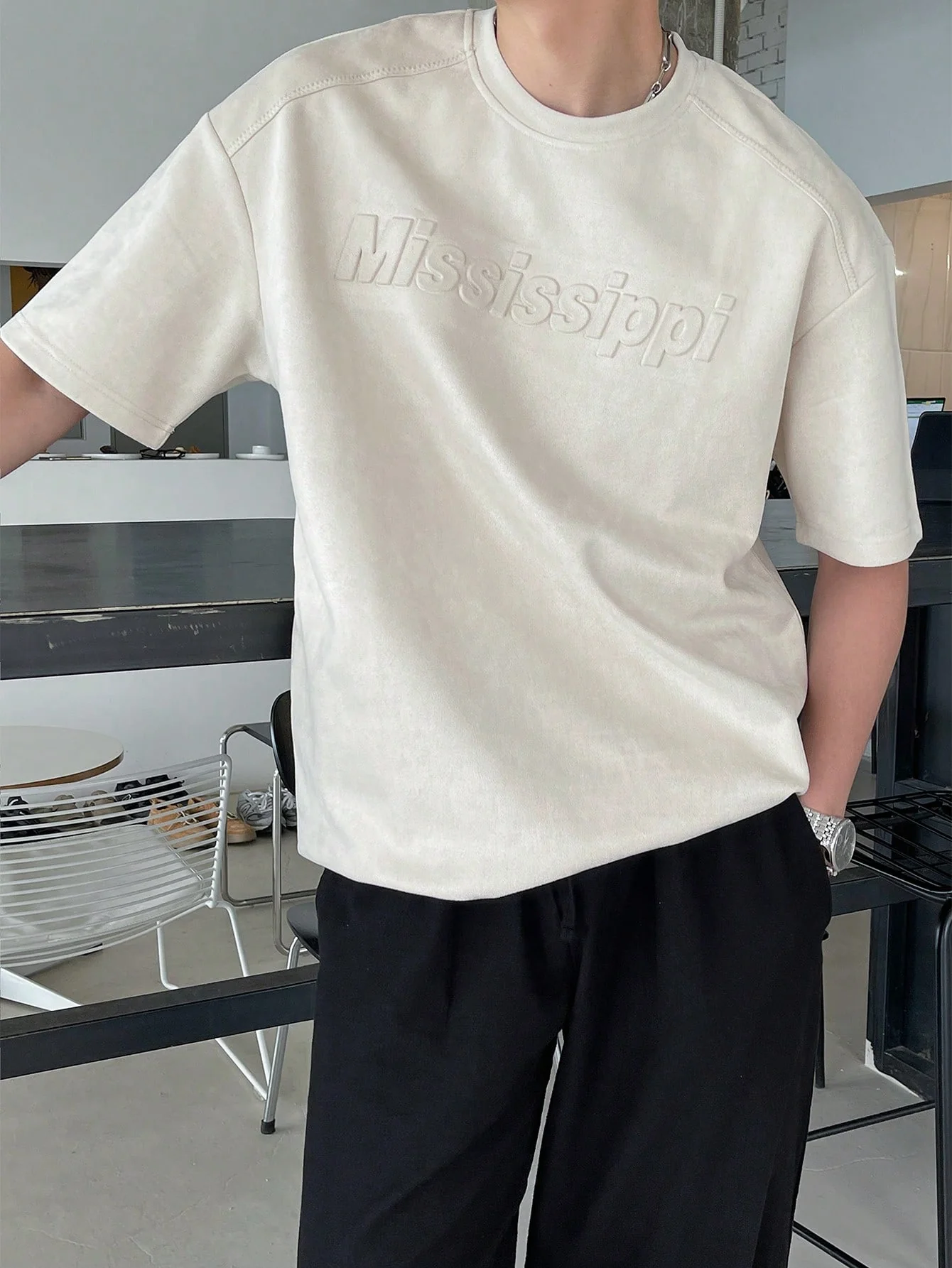 DAZY Men Letter Graphic Drop Shoulder Tee - Image 3