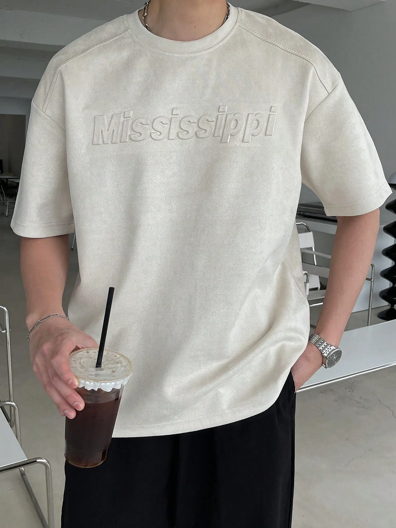 DAZY Men Letter Graphic Drop Shoulder Tee - Image 5