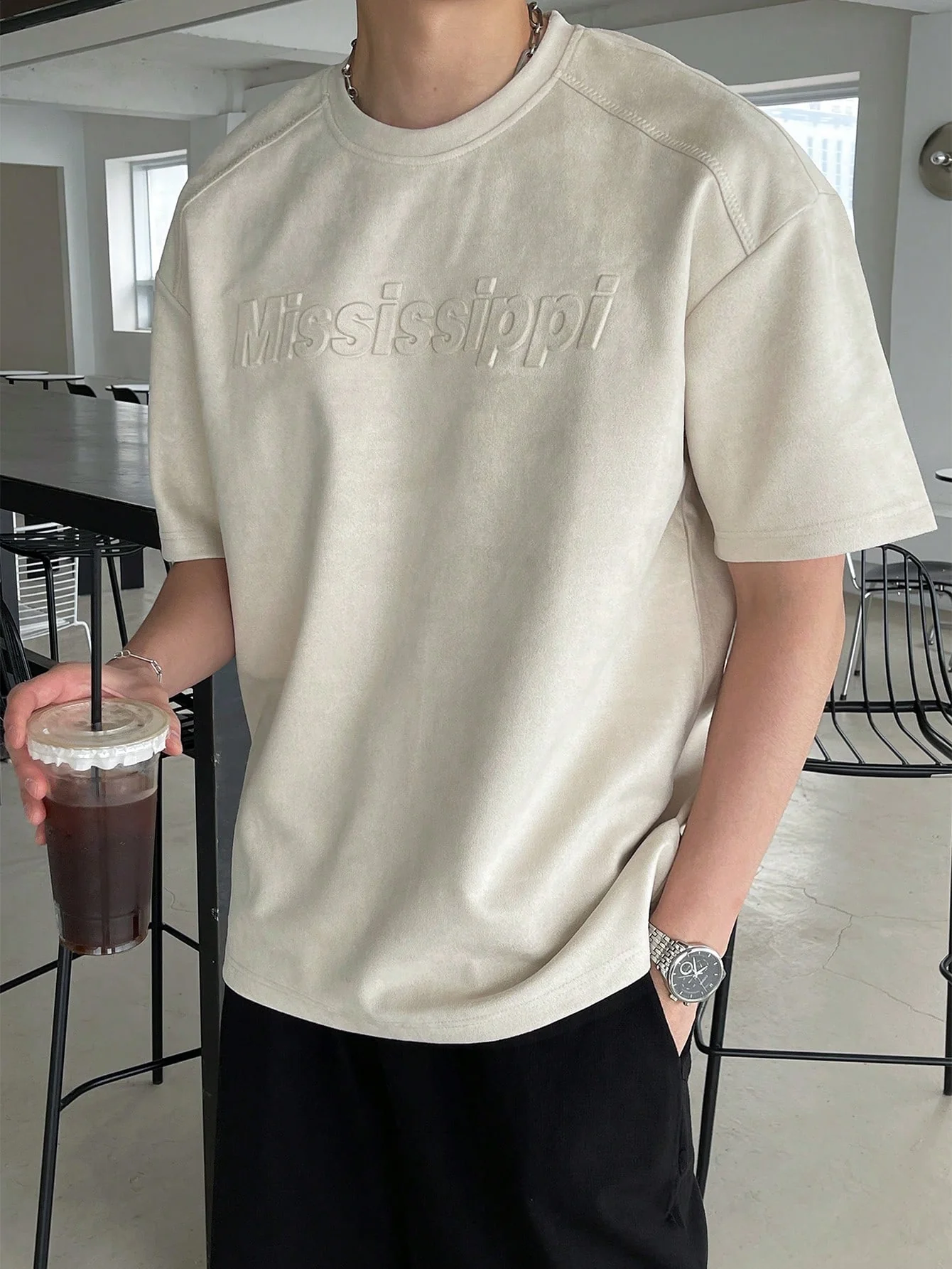 DAZY Men Letter Graphic Drop Shoulder Tee - Image 8