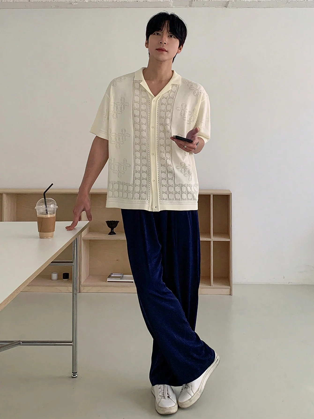 DAZY Men's Summer Jacquard Pattern Design Casual Open Front Knit Cardigan - Image 4