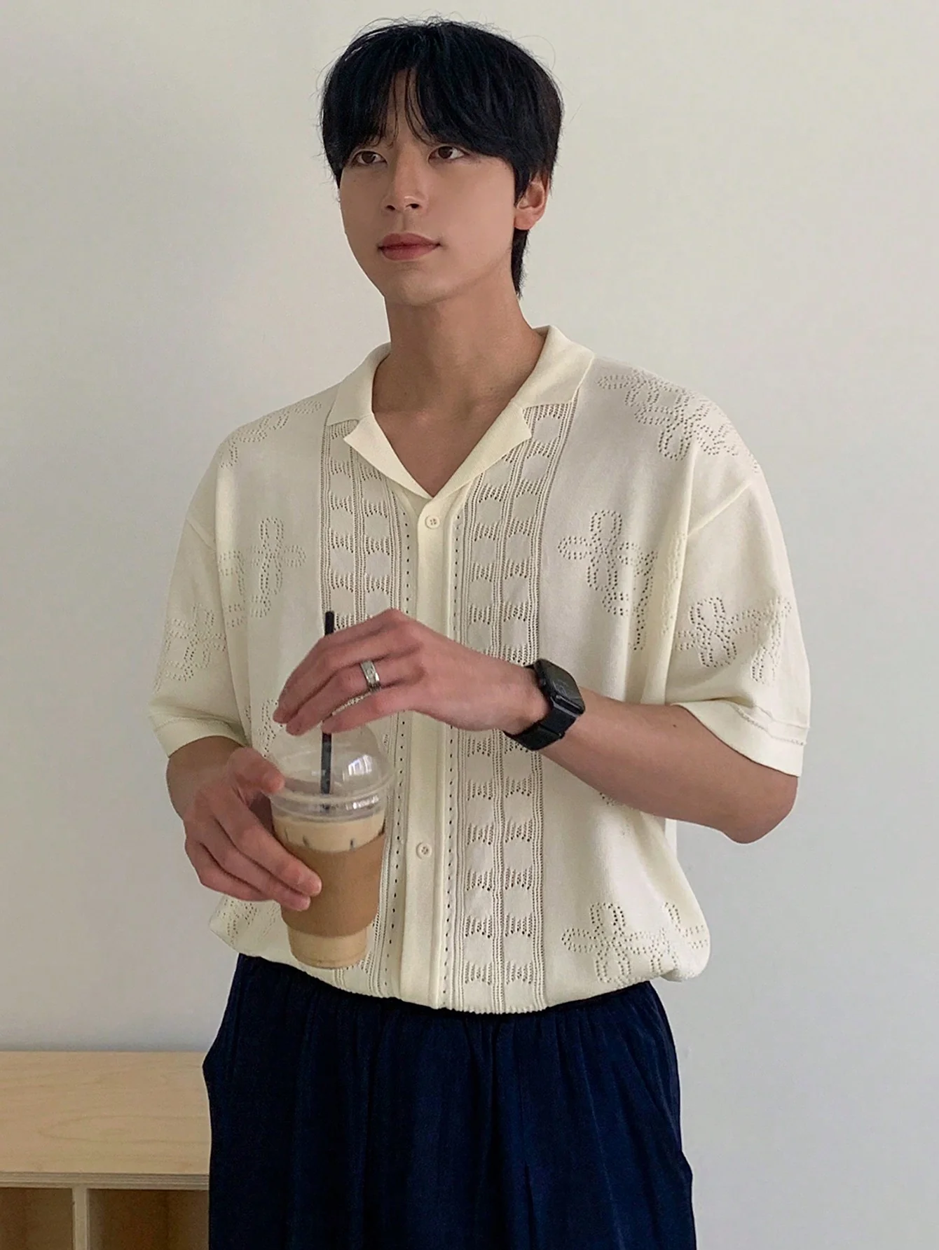 DAZY Men's Summer Jacquard Pattern Design Casual Open Front Knit Cardigan - Image 7