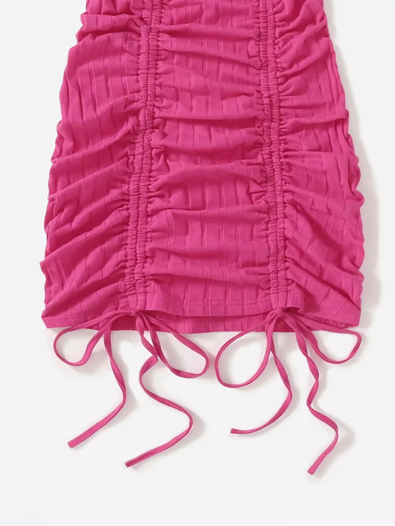 Drawstring Ruched Rib Knit Cami Bodycon Dress - Image 5