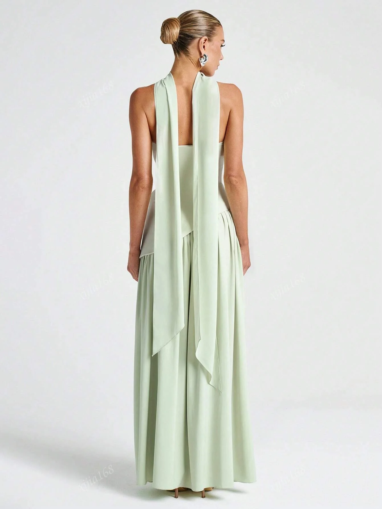 Elegant Sexy Strapless High Slit Flowy Evening Dress - Image 9