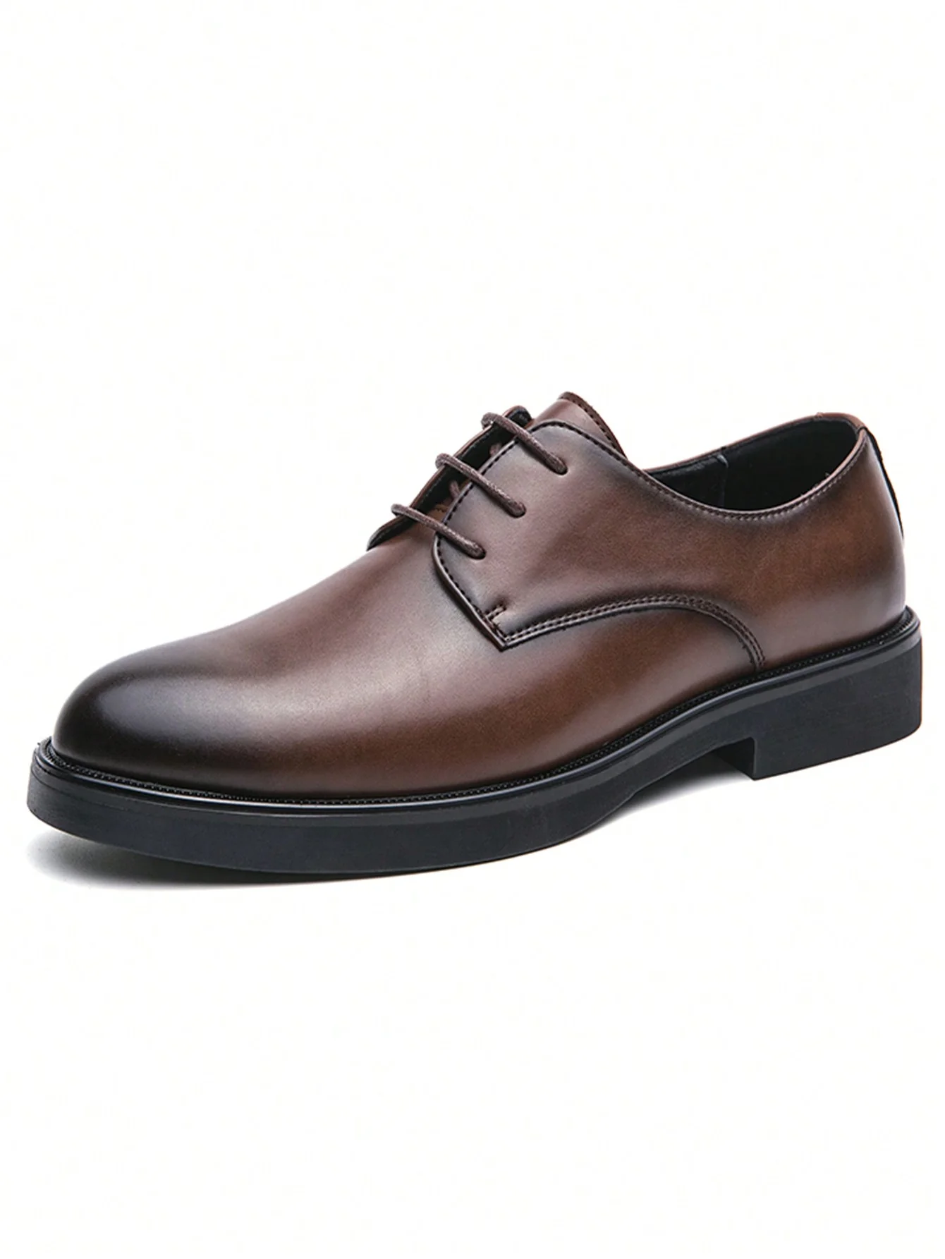 Fashionable & Minimalist Business Men's Oxford Leather Lace-Up Round Toe Dress Shoes - Image 3