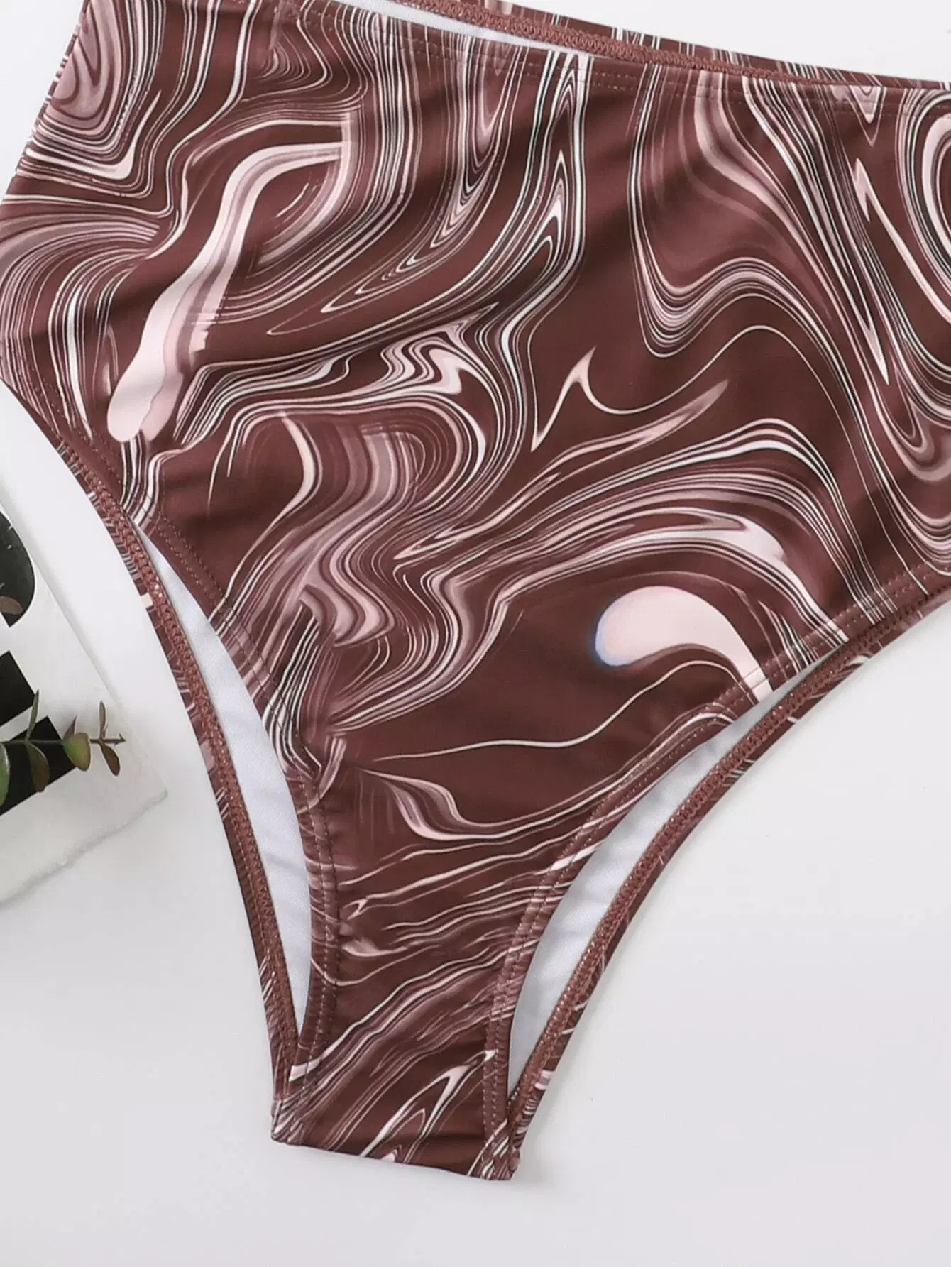 Fluid Pattern Asymmetrical Cut-out One Piece Swimsuit - Image 5