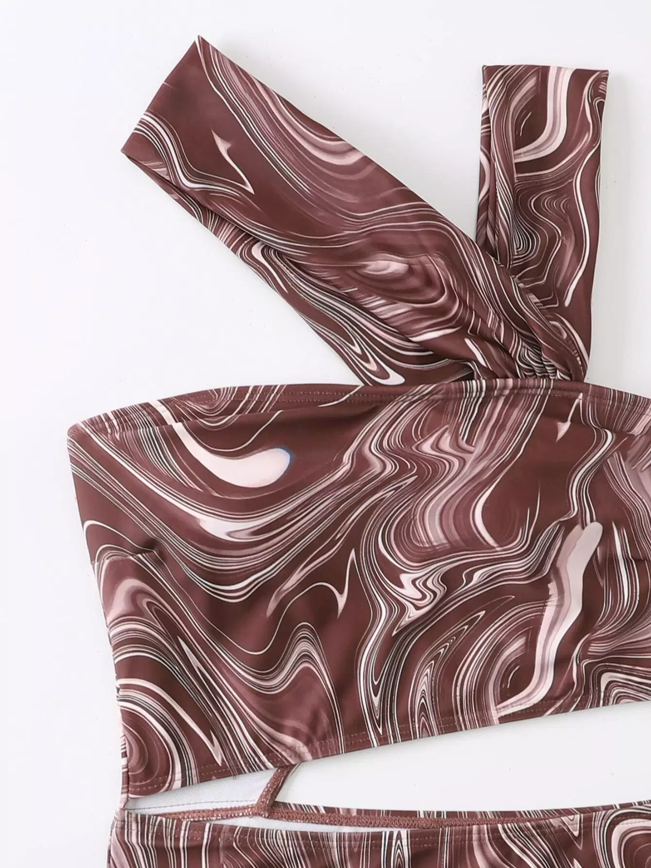 Fluid Pattern Asymmetrical Cut-out One Piece Swimsuit - Image 6