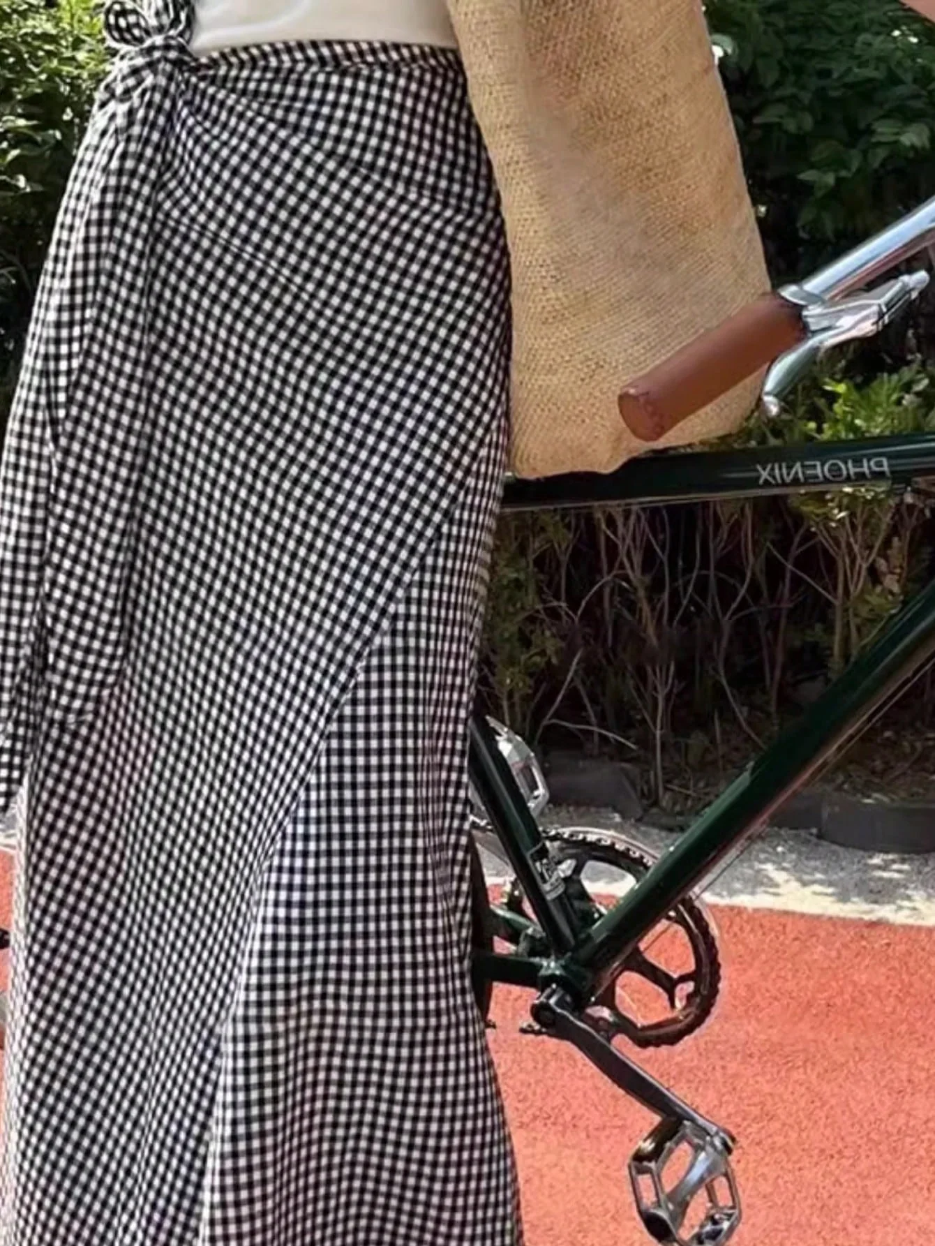 FRIFUL Women Plaid Tie-Up Fishtail Bodycon Skirt - Image 3