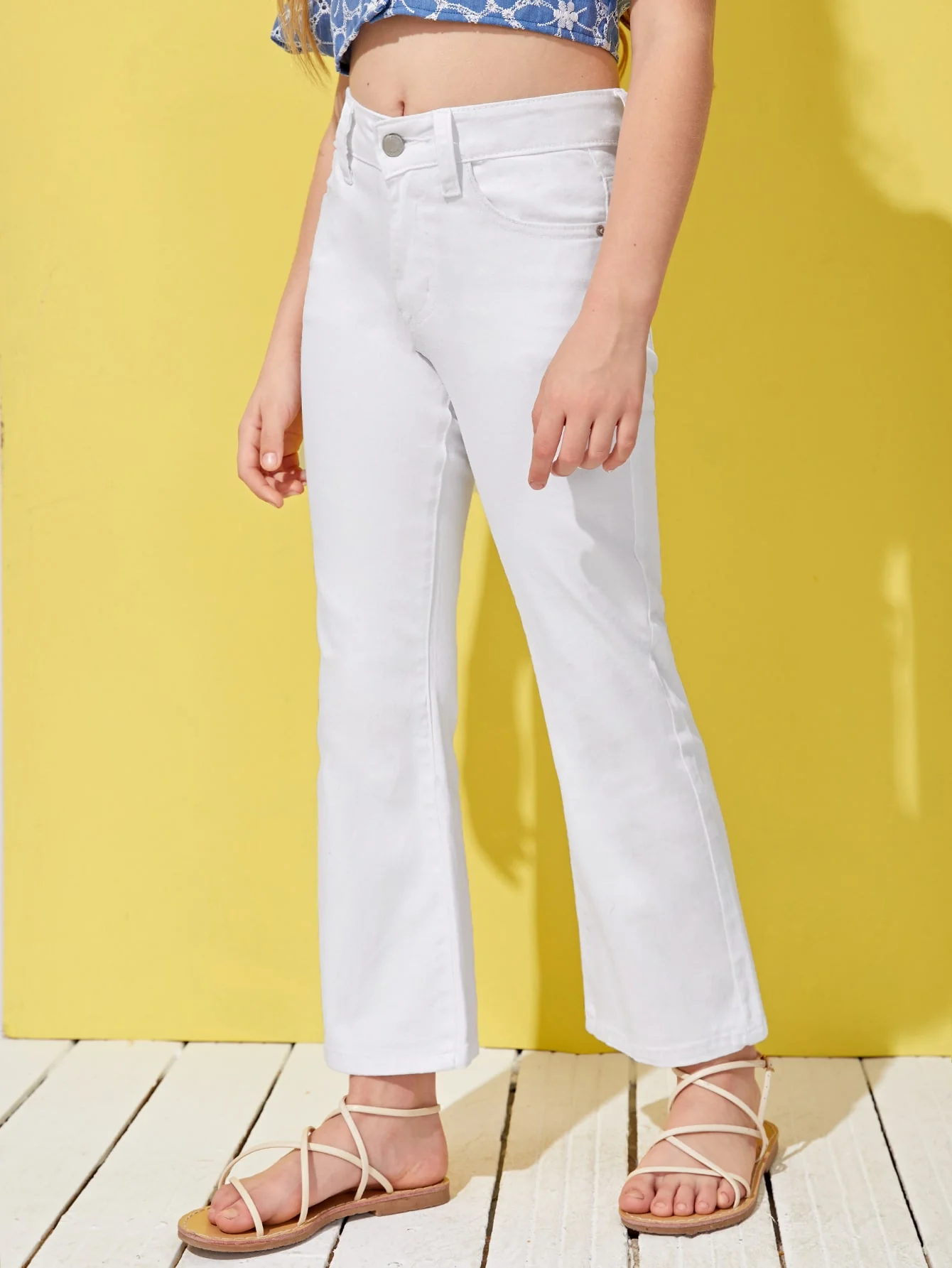 Girls Solid Flare Leg Jeans - Image 5