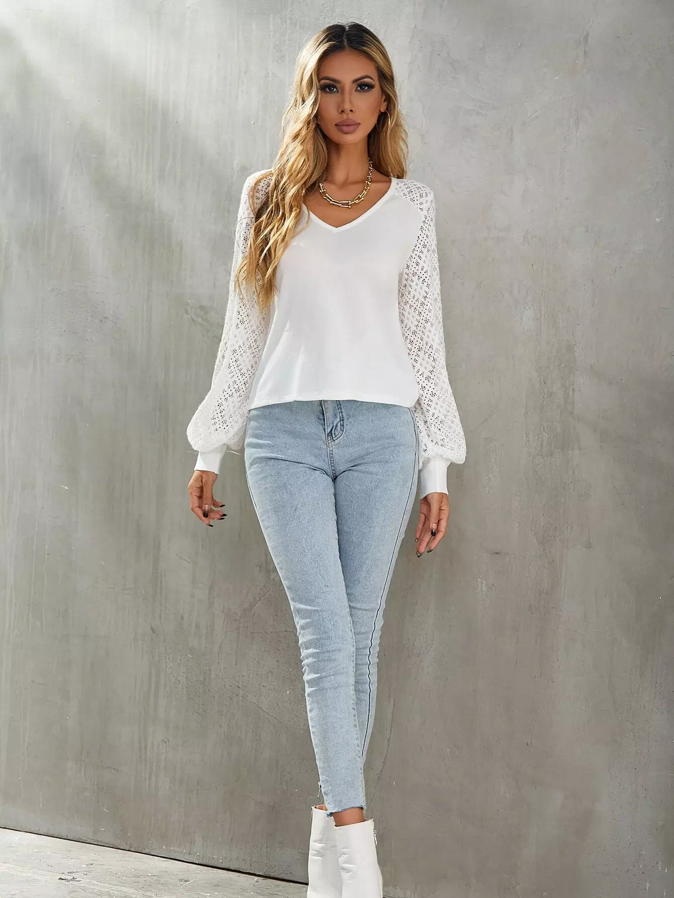 Guipure Lace Raglan Sleeve Tee - Image 3