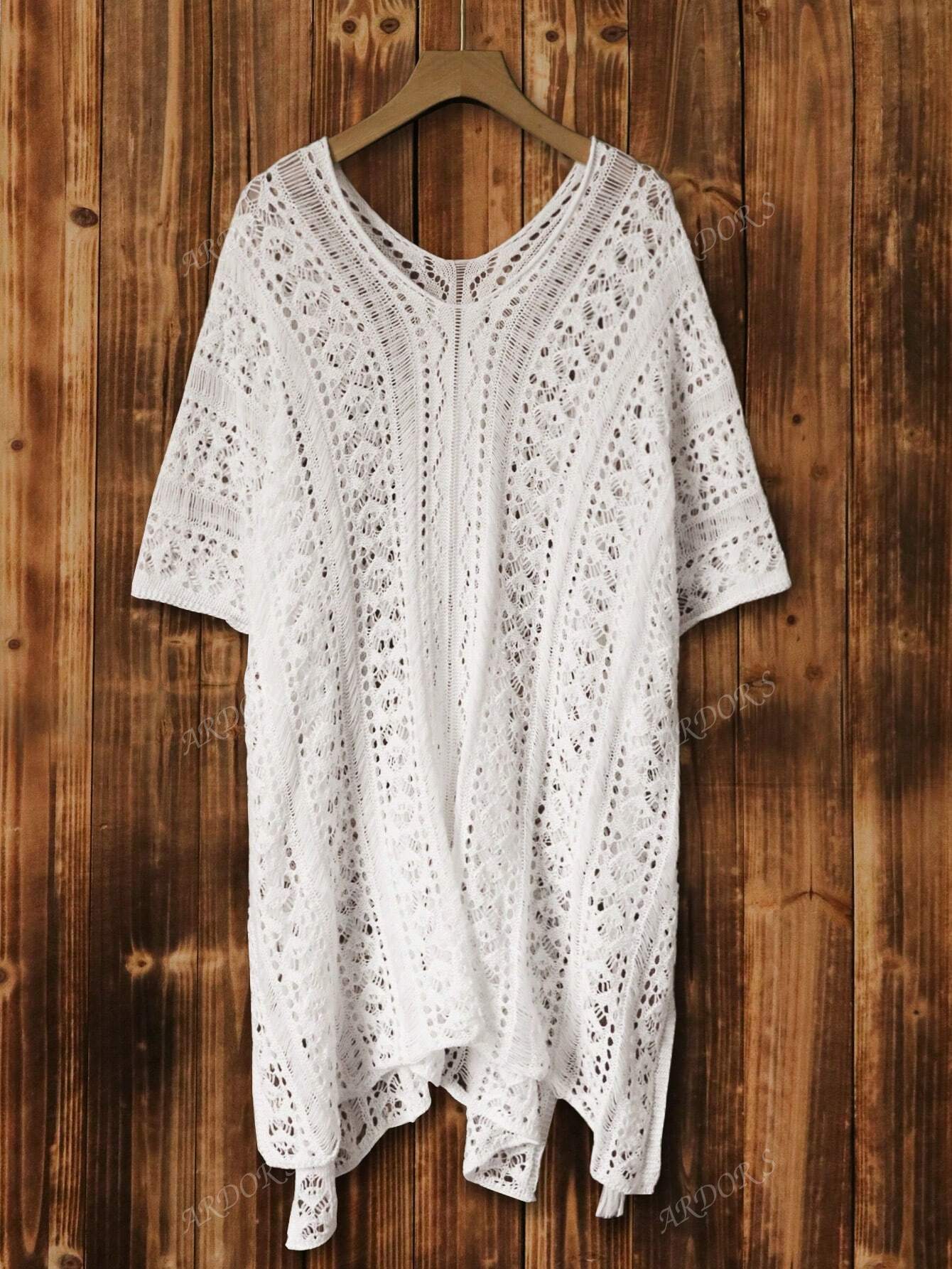 Holiday Wear Summer Ladies Smock Street Vacation Seaside Beachwear Casual Comfortable V-Neck Design Hollow Loose Fringe Oversized Elegant Fashion New Knitted Pullover Ladies Smock Sweater Tops - Image 11