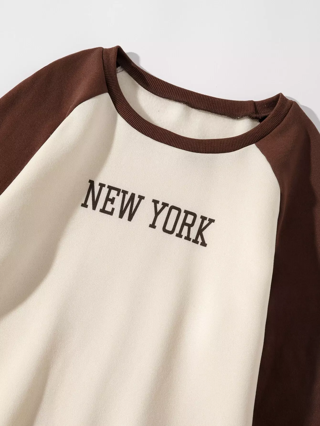 Letter Graphic Raglan Sleeve Thermal Sweatshirt - Image 5