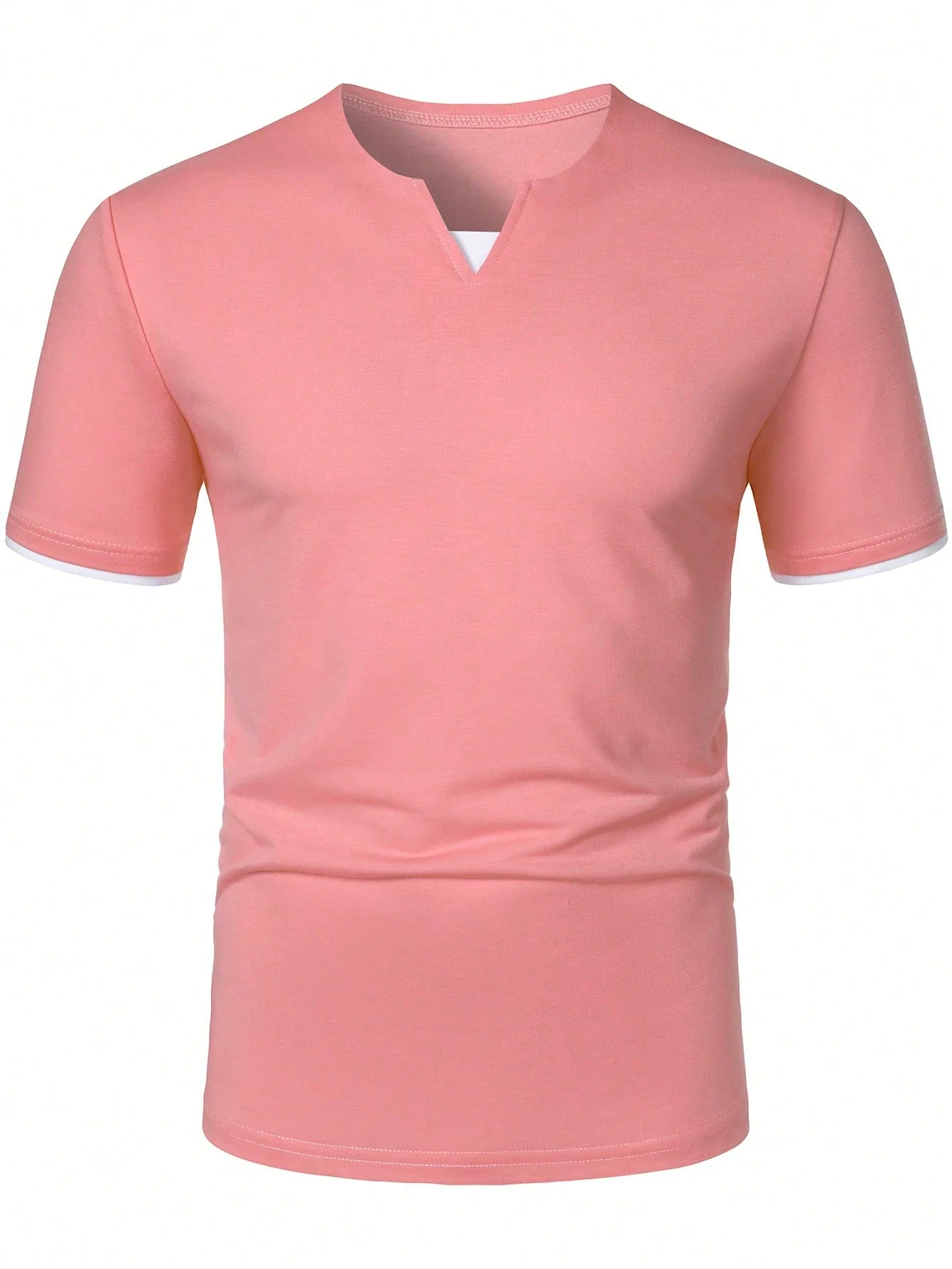 Manfinity Homme Men's Contrasting Color V-Neck Relaxed Fit T-Shirt - Image 3