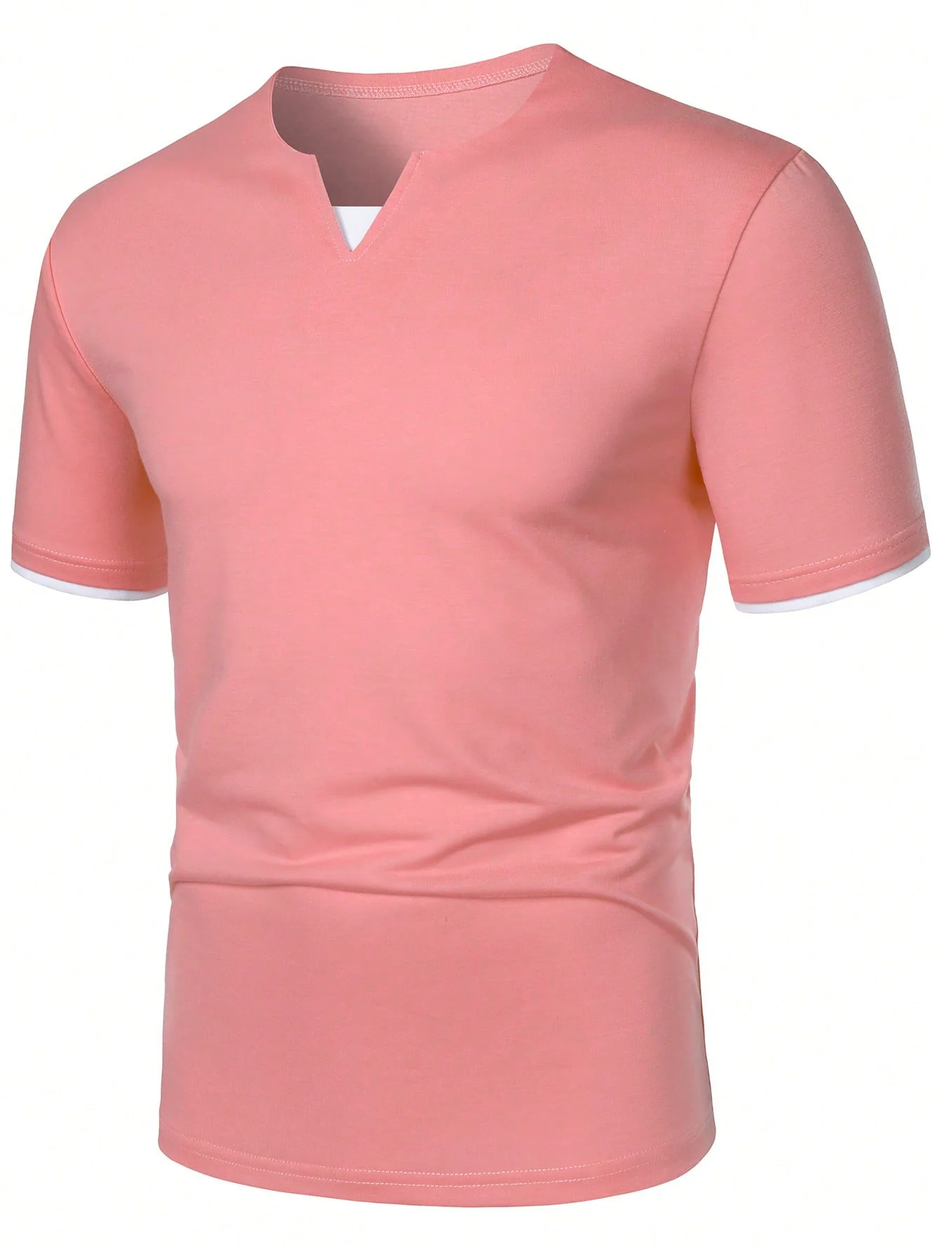 Manfinity Homme Men's Contrasting Color V-Neck Relaxed Fit T-Shirt - Image 4