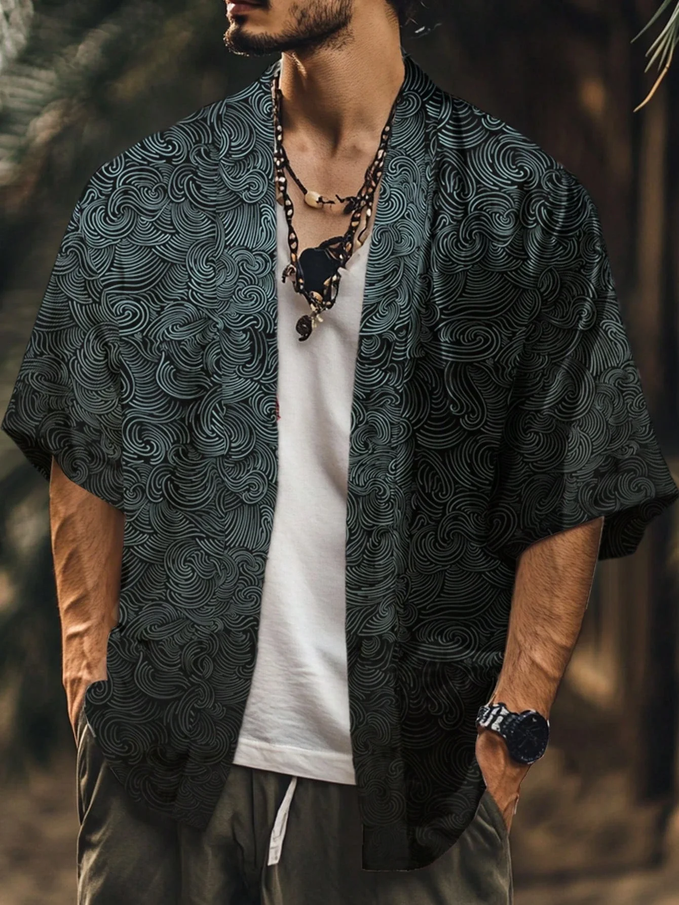 Manfinity Homme Men's Fashionable Ombre Gradient Print Shirt - Image 3
