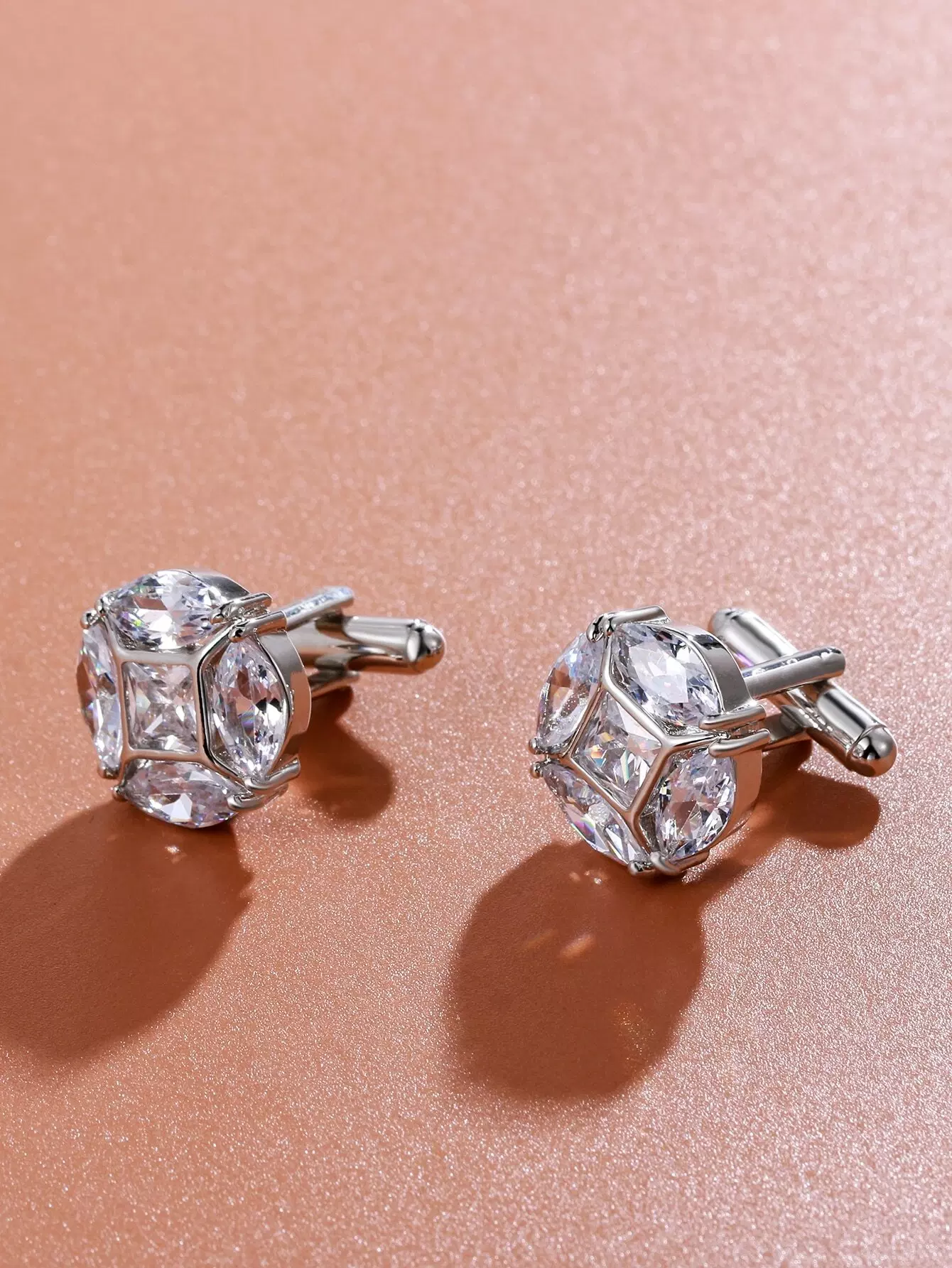 Men Cubic Zirconia Decor Cufflinks - Image 3