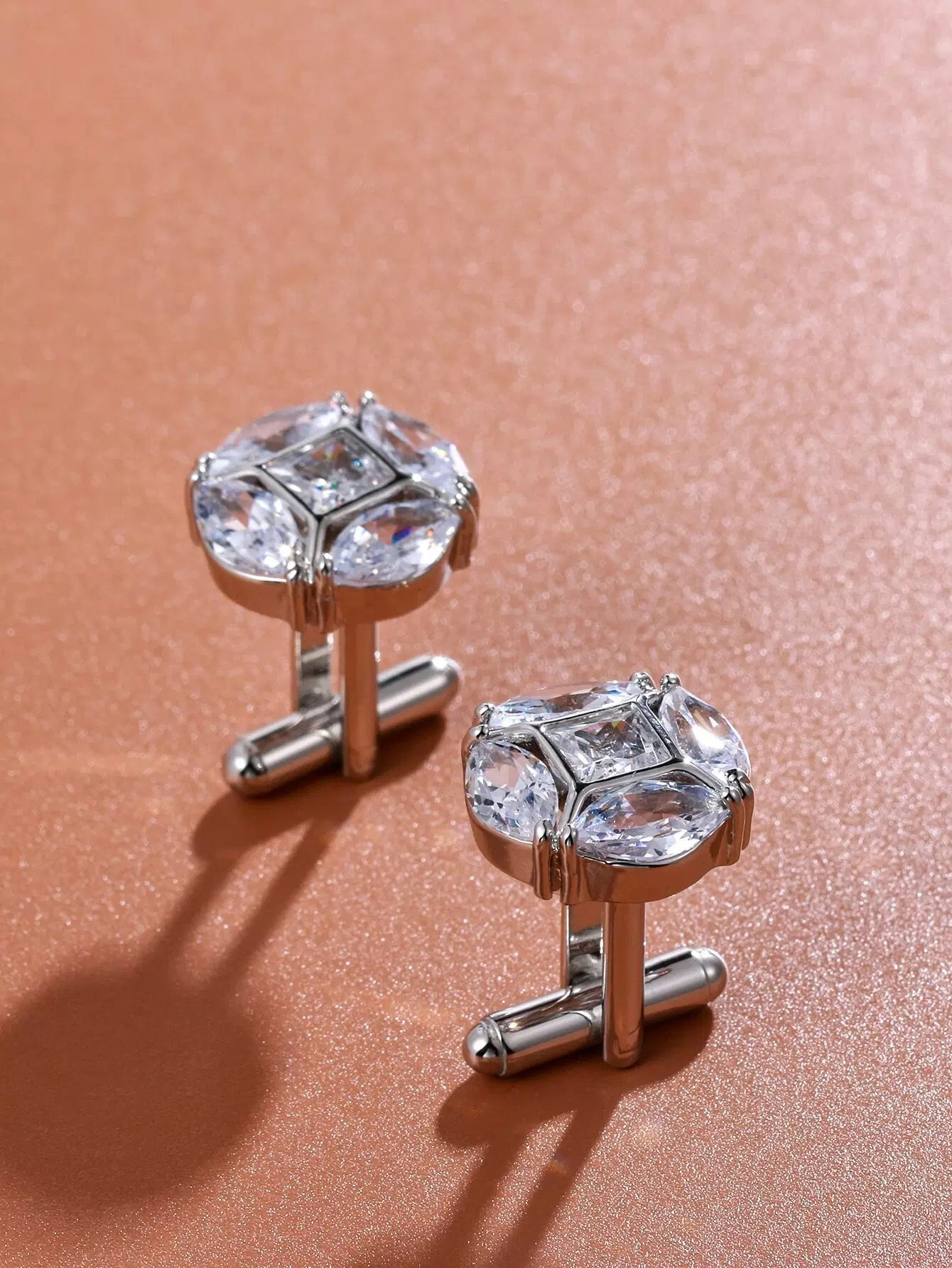 Men Cubic Zirconia Decor Cufflinks - Image 4