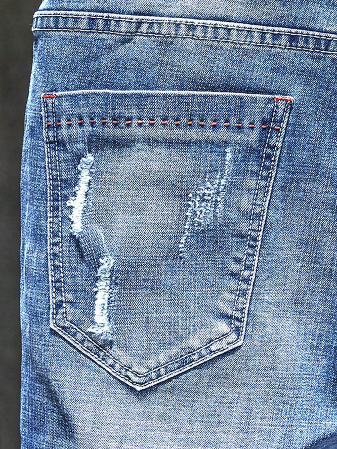 Men's Fashionable Distressed Design Denim Jeans - Image 4