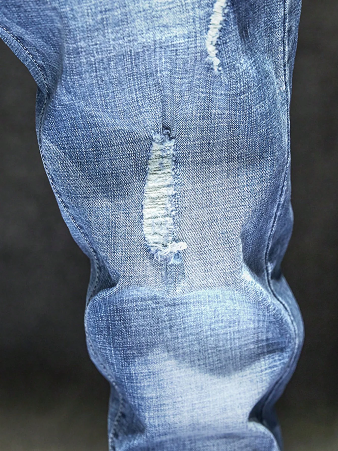 Men's Fashionable Distressed Design Denim Jeans - Image 5