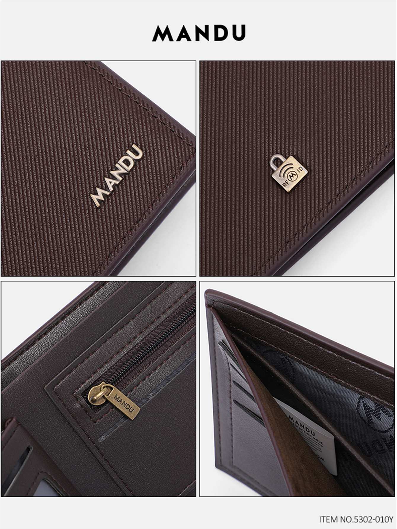Men's logo engraved wallet with magnetic card protection - Navy Blue - Image 5