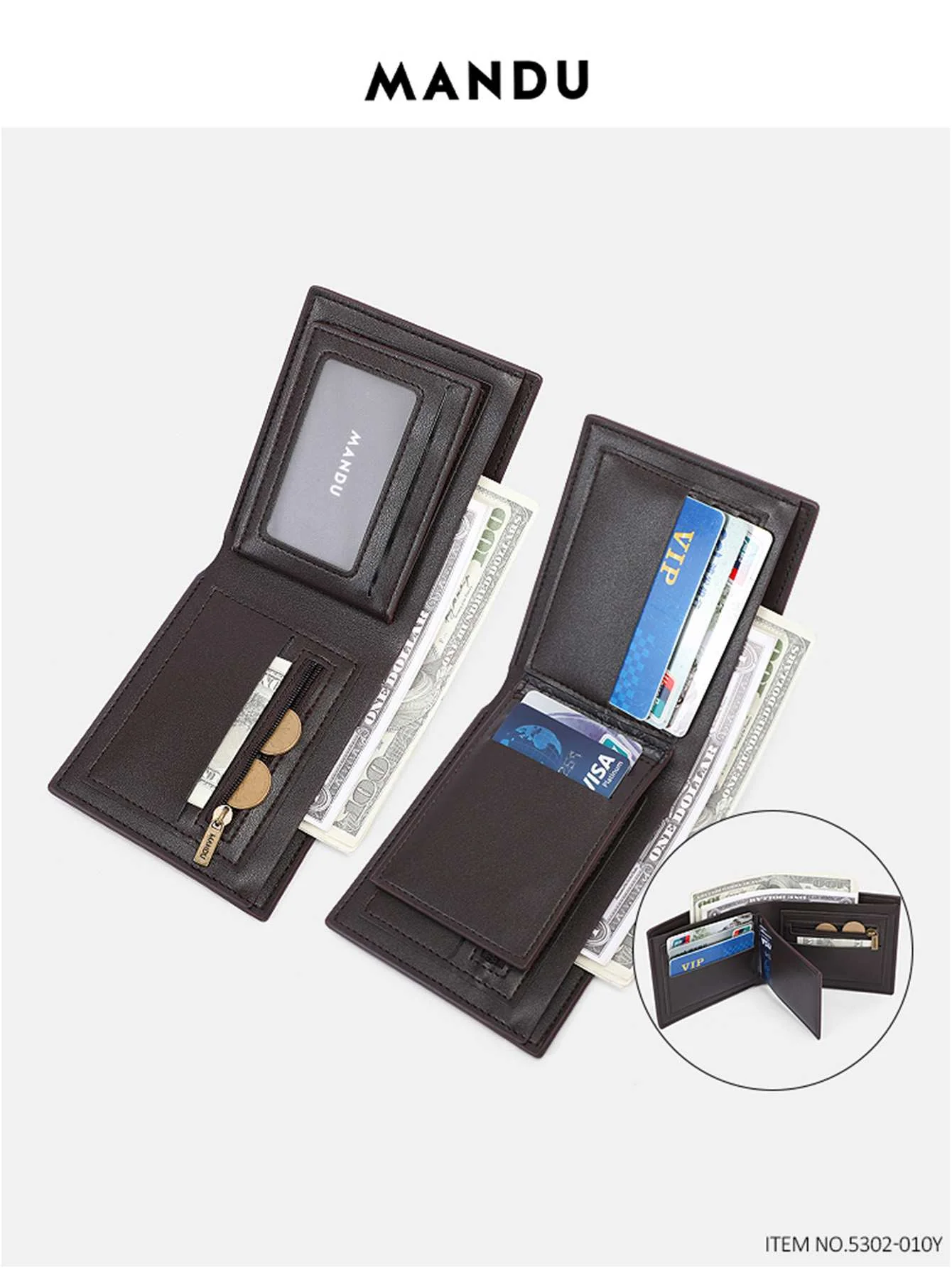 Men's logo engraved wallet with magnetic card protection - Navy Blue - Image 7