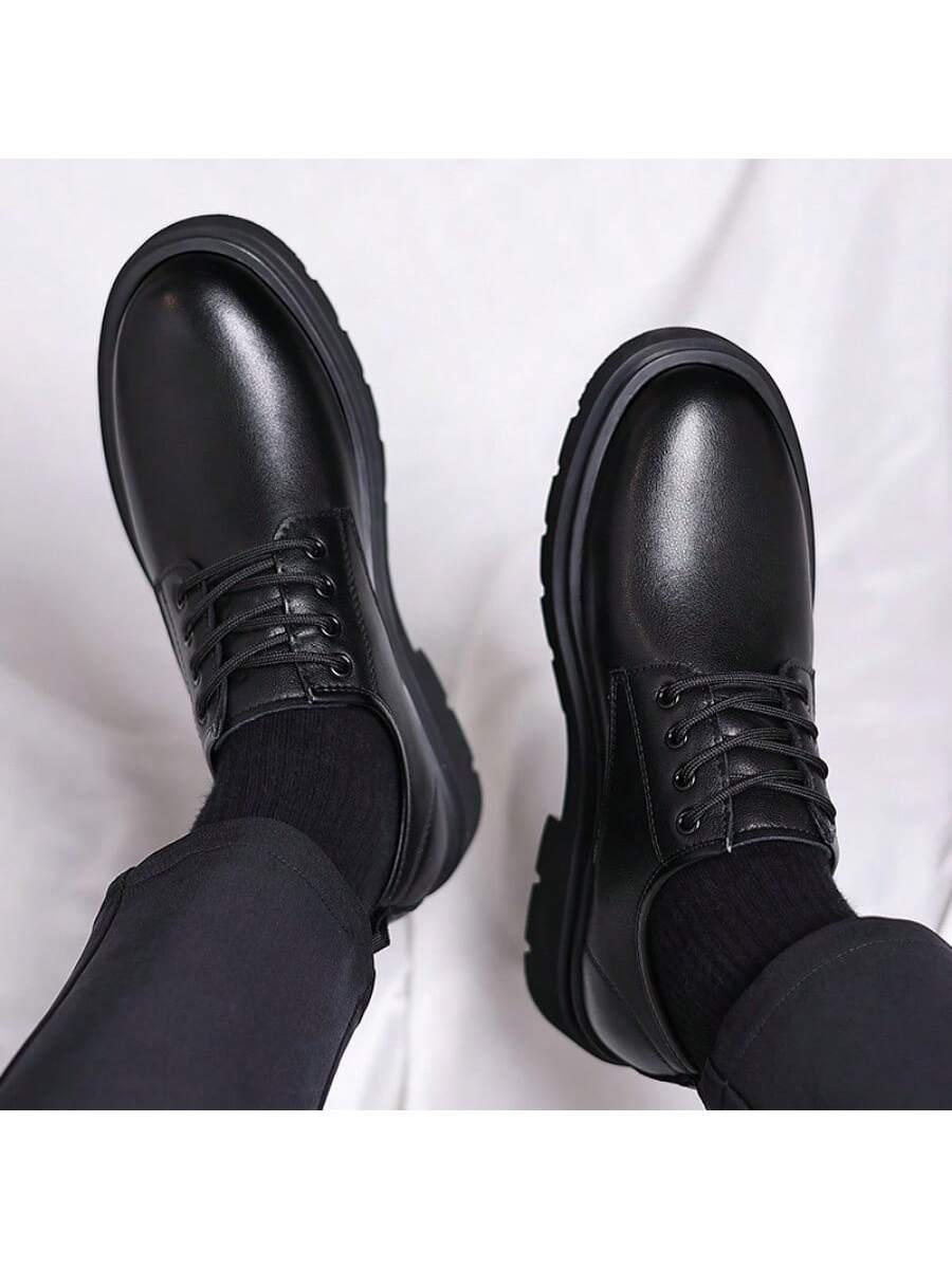 Men's Thick-Soled Dress Shoes - Stylish Lace-Up Formal Oxford Shoes For Business And Daily Wear - Image 3