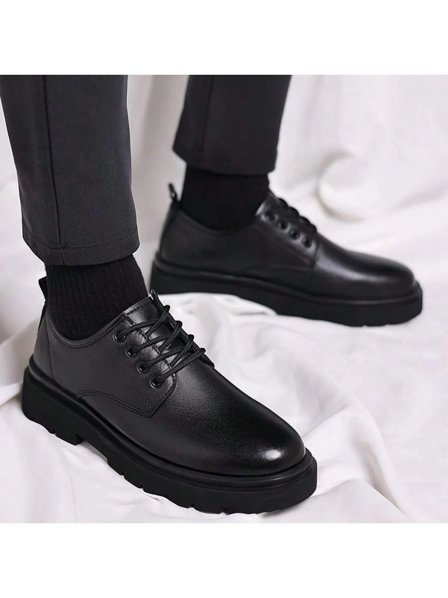 Men's Thick-Soled Dress Shoes - Stylish Lace-Up Formal Oxford Shoes For Business And Daily Wear - Image 4