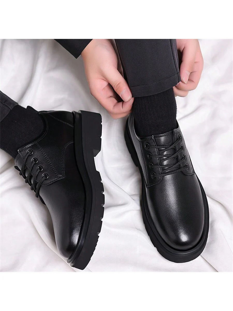 Men's Thick-Soled Dress Shoes - Stylish Lace-Up Formal Oxford Shoes For Business And Daily Wear - Image 5