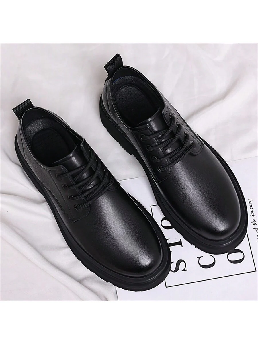 Men's Thick-Soled Dress Shoes - Stylish Lace-Up Formal Oxford Shoes For Business And Daily Wear - Image 8