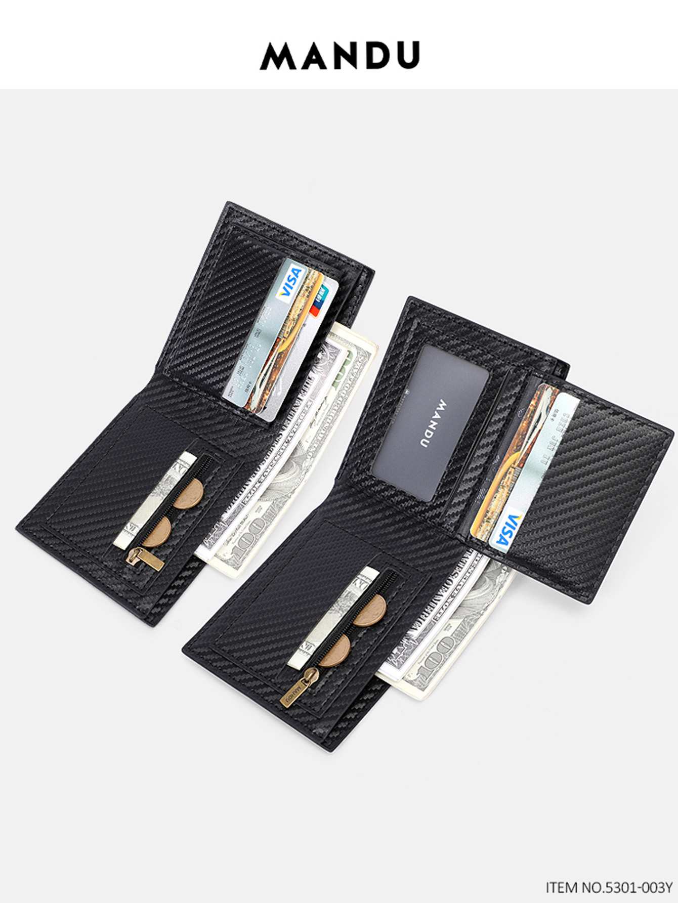 Men's wallet with small square pattern - Blue - Image 6