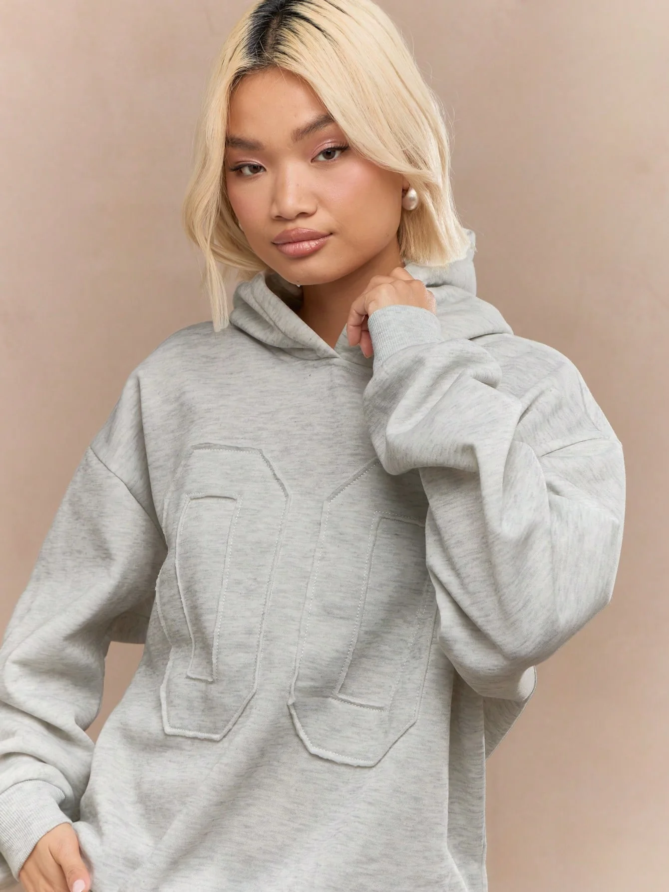 MISSGUIDED Soft Fleece Oversized University Style Letter Applique Hoodie Winter Fall Pullover Sweatshirt - Image 4