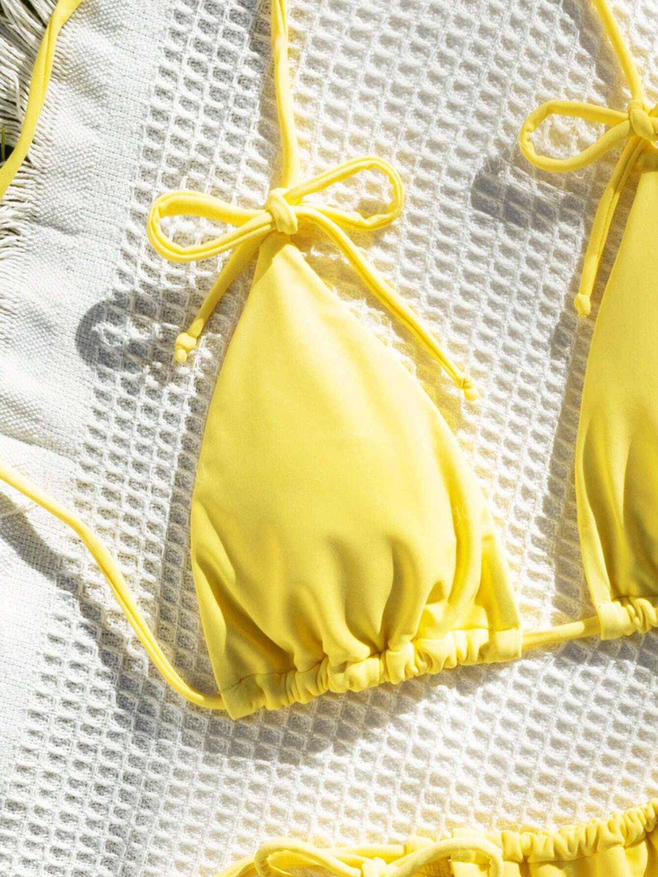 New Soft Solid Color Backless Tie-Up Bikini - Image 7