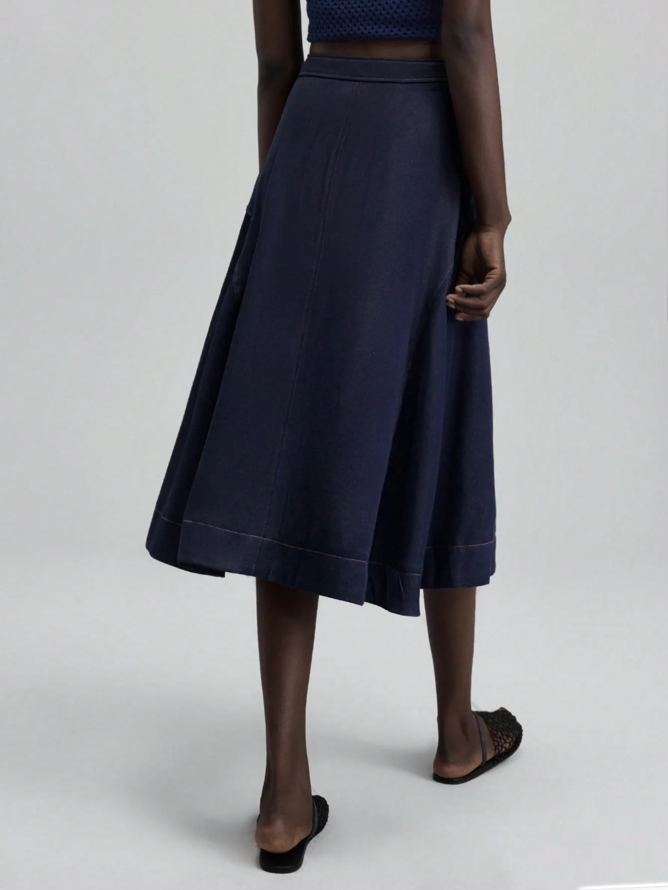 Ontre 2025 Summer Women's Solid Color Pocket Mid-Length Skirt - Image 7
