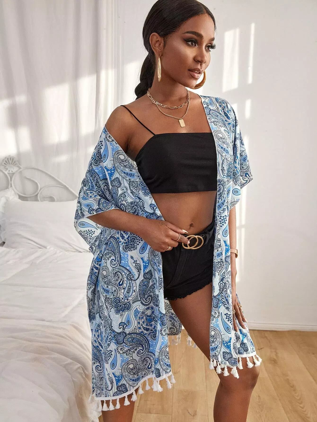 Paisley Print Tassel Kimono - Image 6