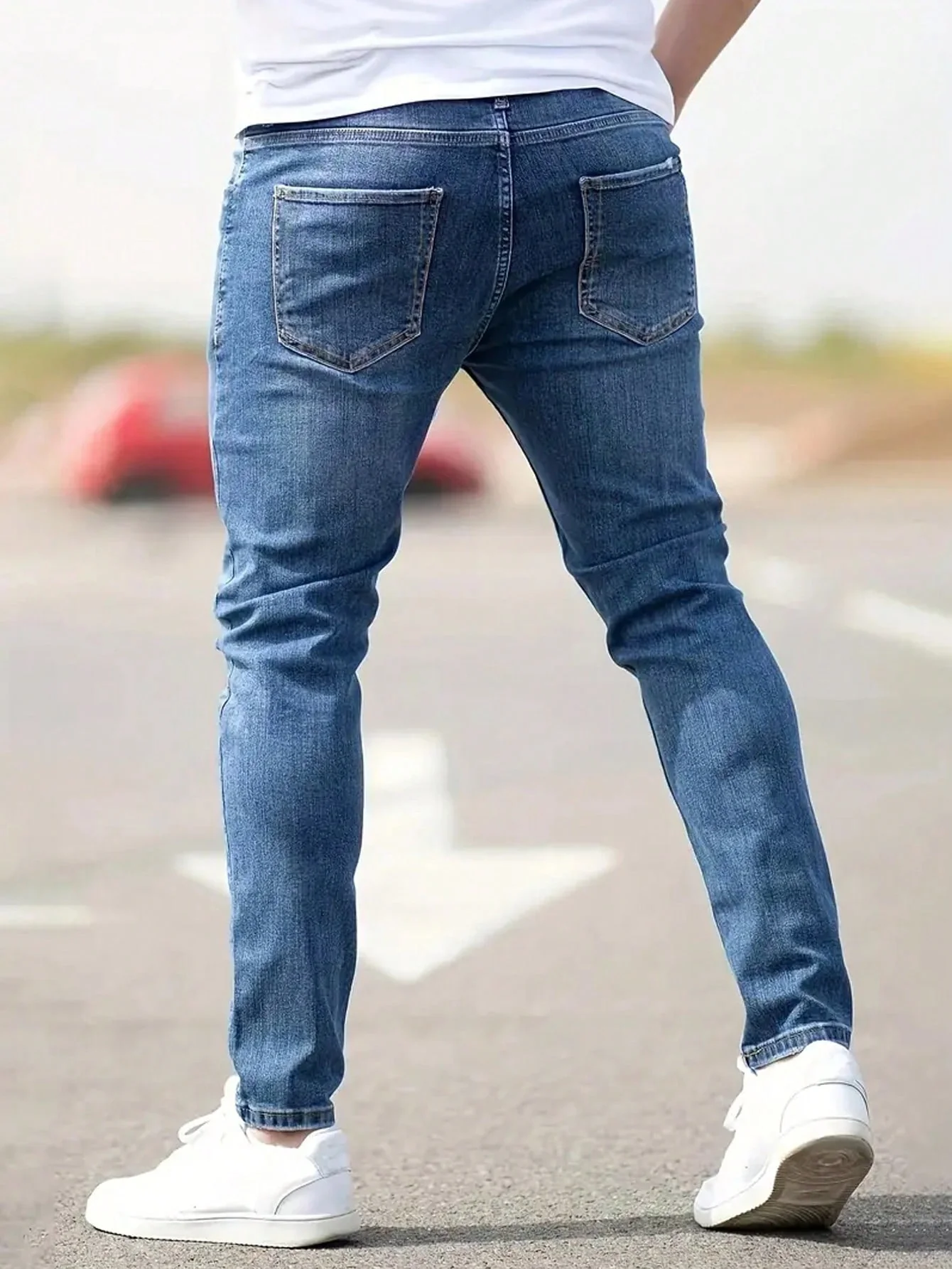 Plus Size Men Stretchy Skinny Ripped Denim Jeans - Image 3