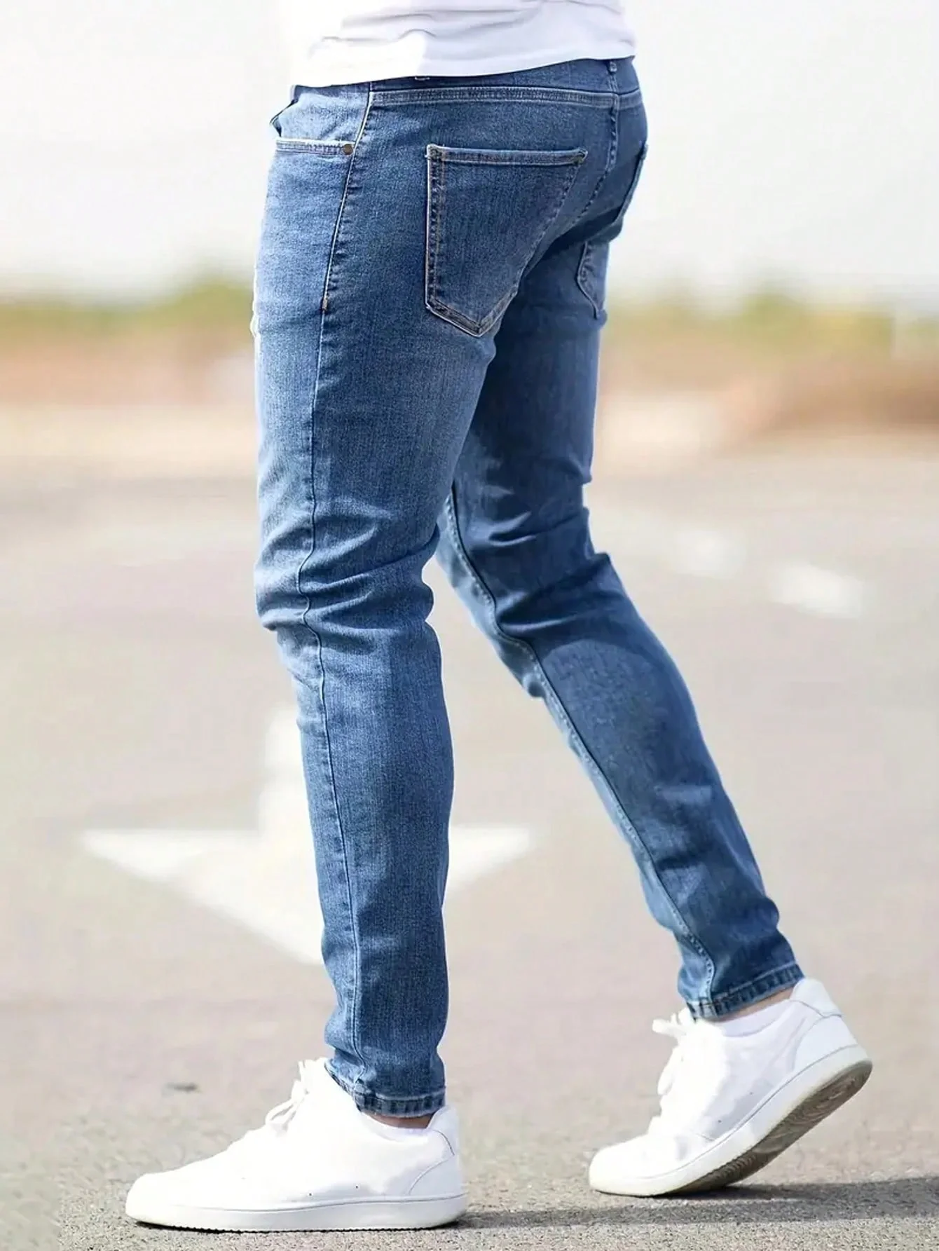 Plus Size Men Stretchy Skinny Ripped Denim Jeans - Image 4